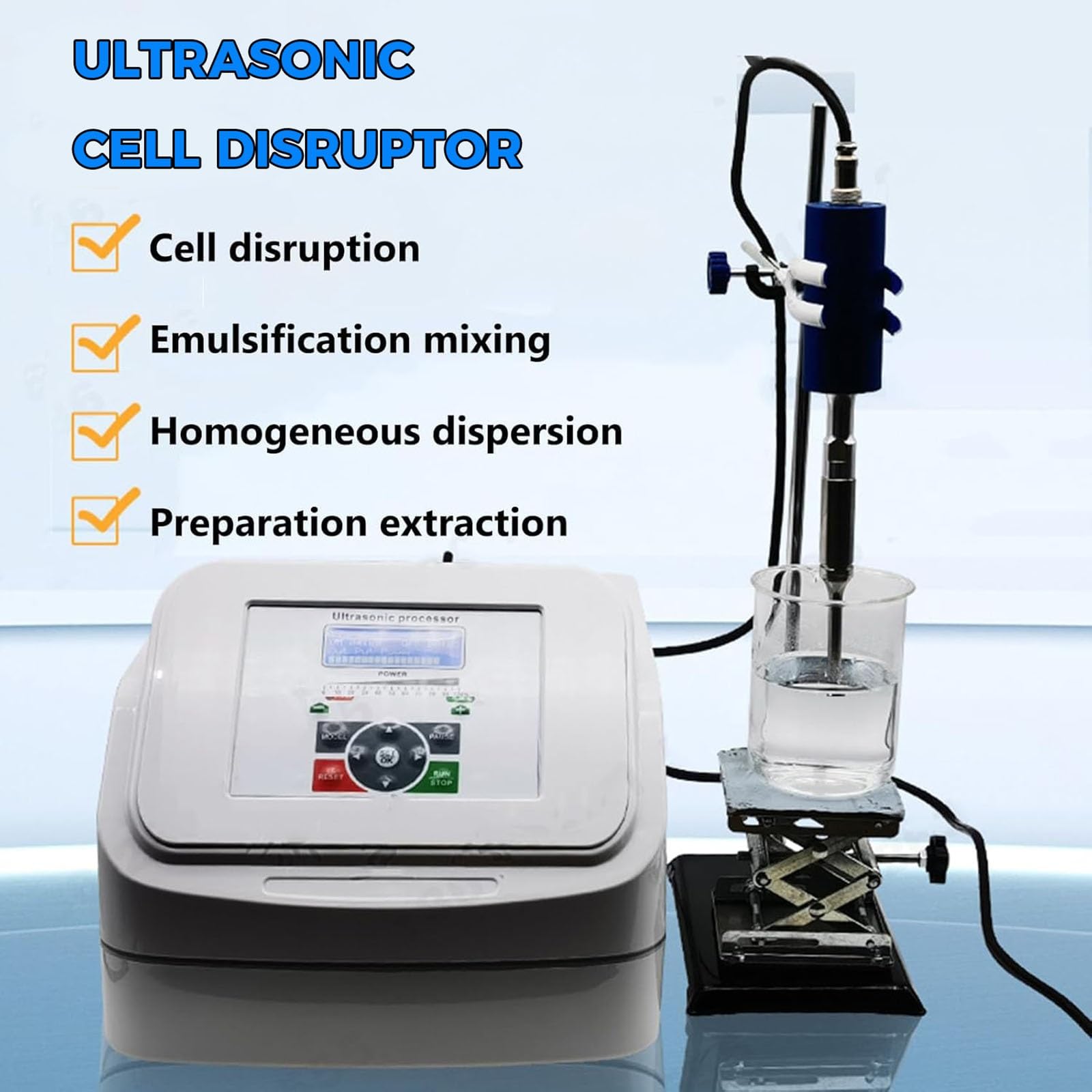 Homogenizator ultradźwiękowy do użytku laboratoryjnego, procesor ultradźwiękowy, emulgowanie z kontrolą czasu, wydajność przetwarzania 10–600 ml(3mmprobe)