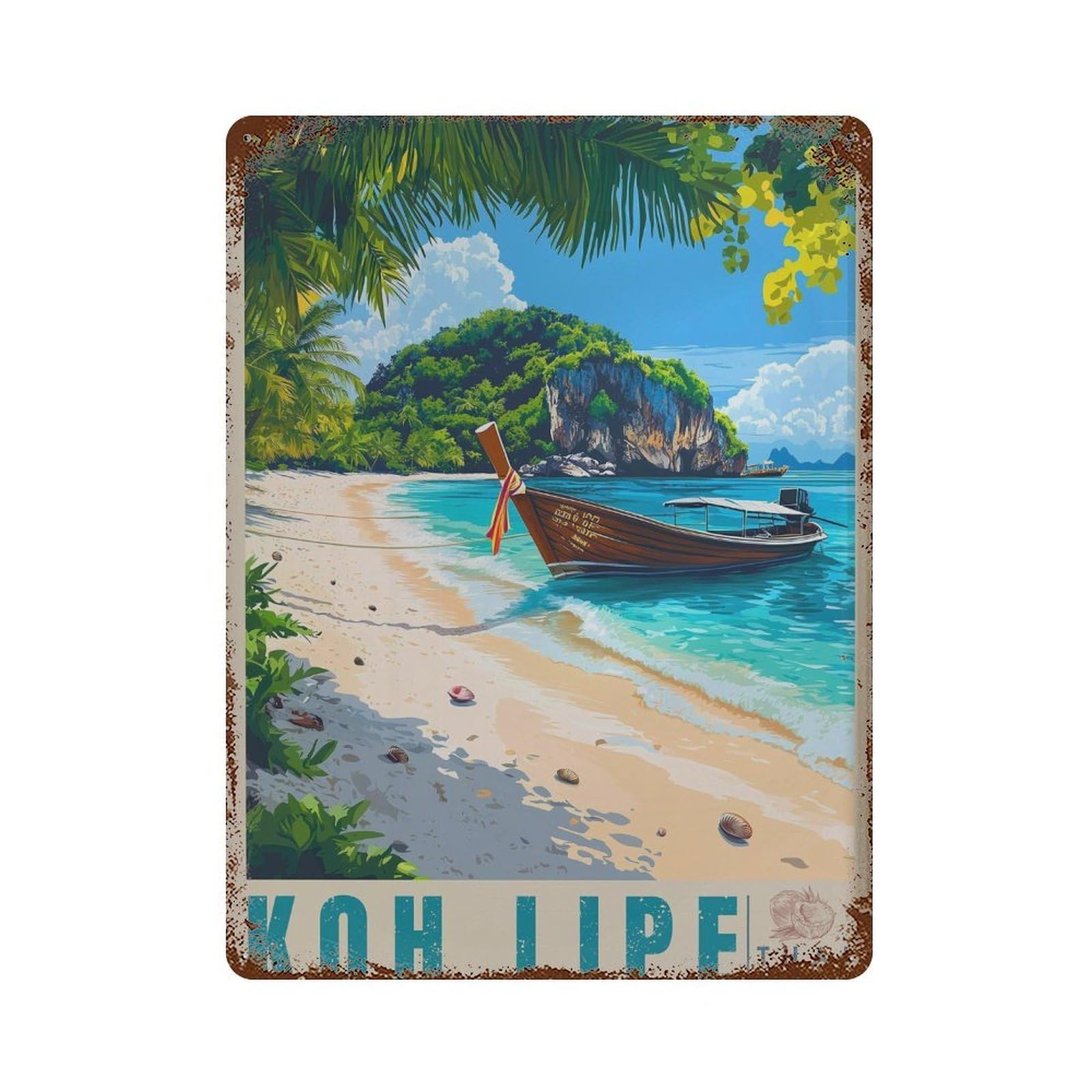 xiaoxiaoshen Koh Lipe Travel Thailand Tropical Island Decor Wall Decor Art Metal Tin Poster Modern Home Decor Art Home Bar Shop Decorations Vintage Sign 40x30cm