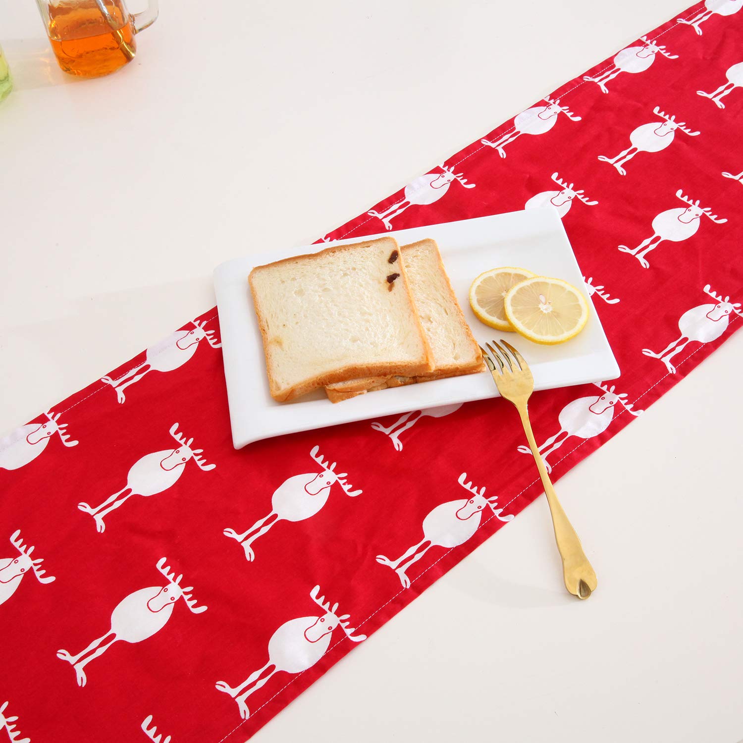 SweetEver Christmas Table Runner 100% Cotton Cute Table Runner Christmas Decoration Santa Table Linens for Family Dinner G...