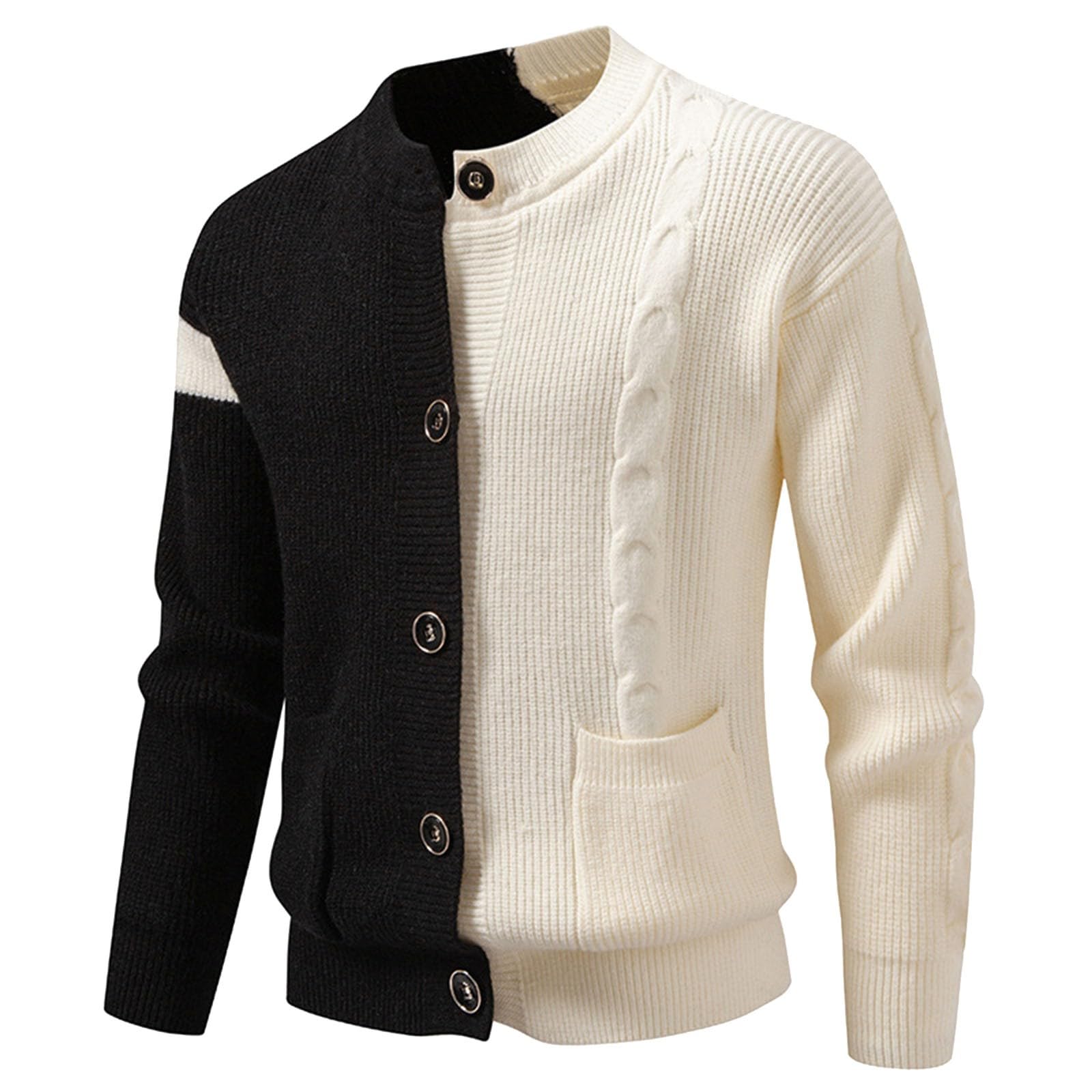 Chaqueta hombre punto fino ligera y abrigada con solapa informal 5