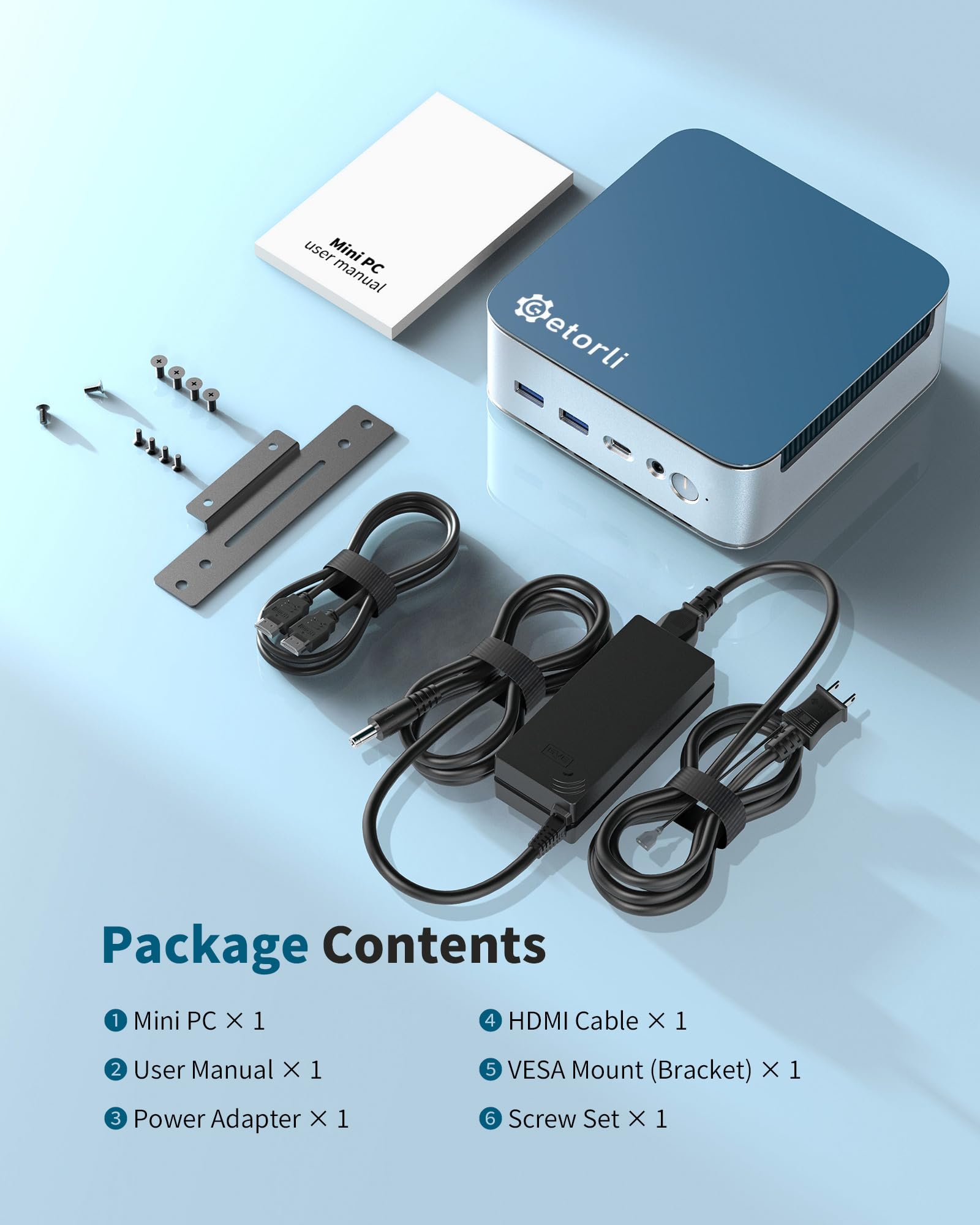Getorli Mini PC Ryzen 5 6600H (fino a 4,5 GHz), 32 GB LPDDR5 1 TB NVMe SSD, mini computer desktop triplo 4K, Dual LAN, WiFi 6 BT5.3, micro PC per ufficio, casa, giochi leggeri
