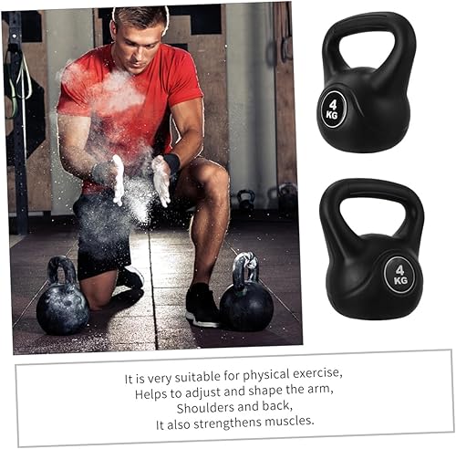 Miniatura 4 de NOLITOY Pesa rusa negra con mango antideslizante de PVC para entrenamiento de fuerza de fitness en el hogar, pesas rusas fijas de plástico PE para