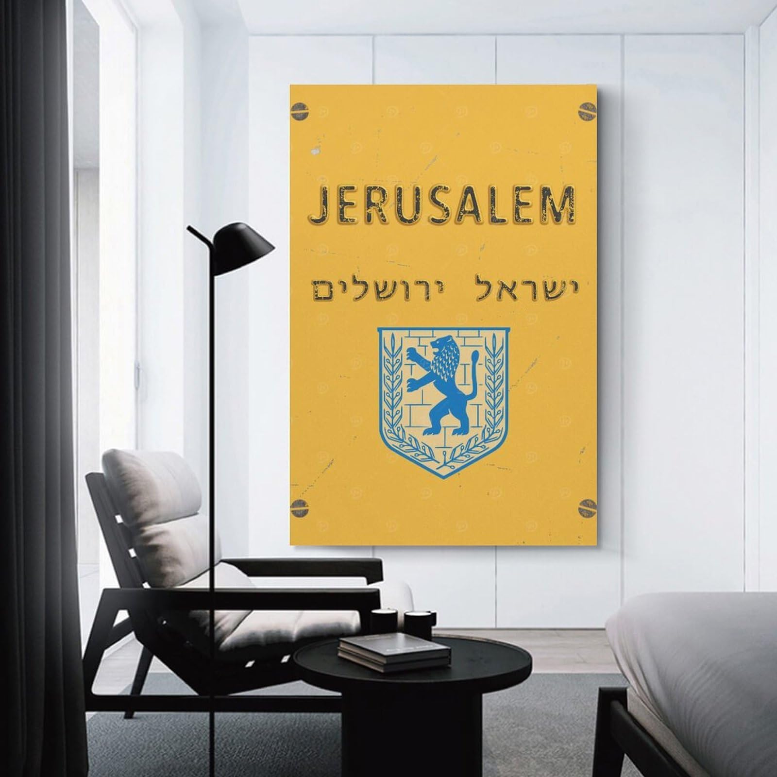 Junmoney Decorative Wall Artwork Jerusalem Vintage Travel Poster, 12x18inch(30x45cm), for Living Room, Lounge Or Sitting Room, Modern Wall Decor for Cosy Interiors