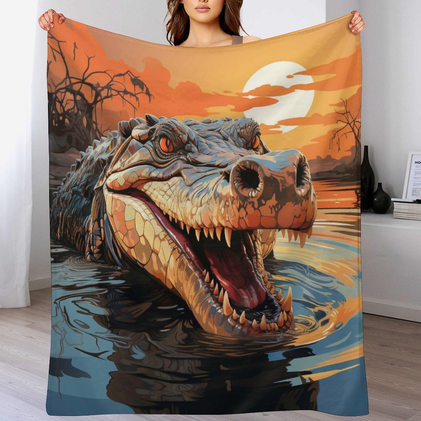 Couverture canapé crocodile en flannel douce 100x130cm