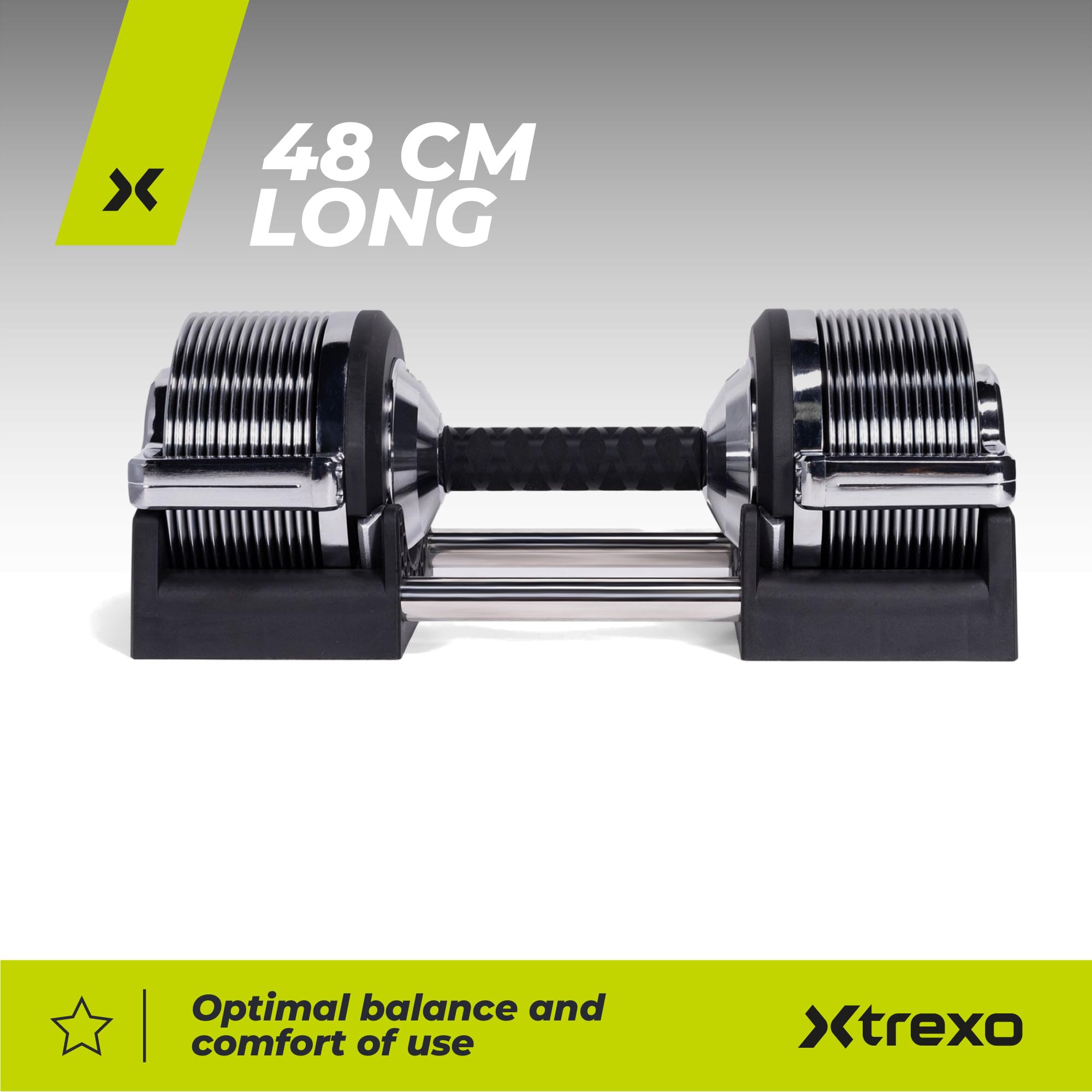 TREXO Chrome Dumbbell Adjustable 3-32kg Dumbbell Weight Training