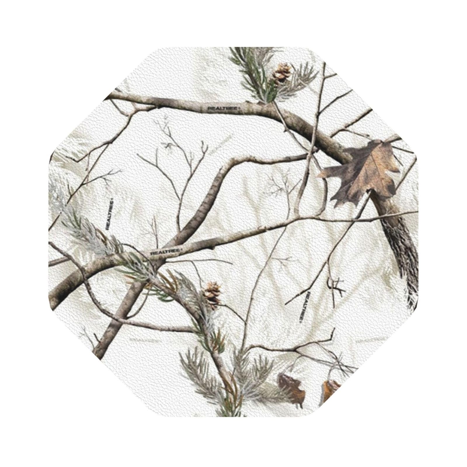 White Trees Camo PU Leather Coasters Set of 6 Octagon Drink Coasters