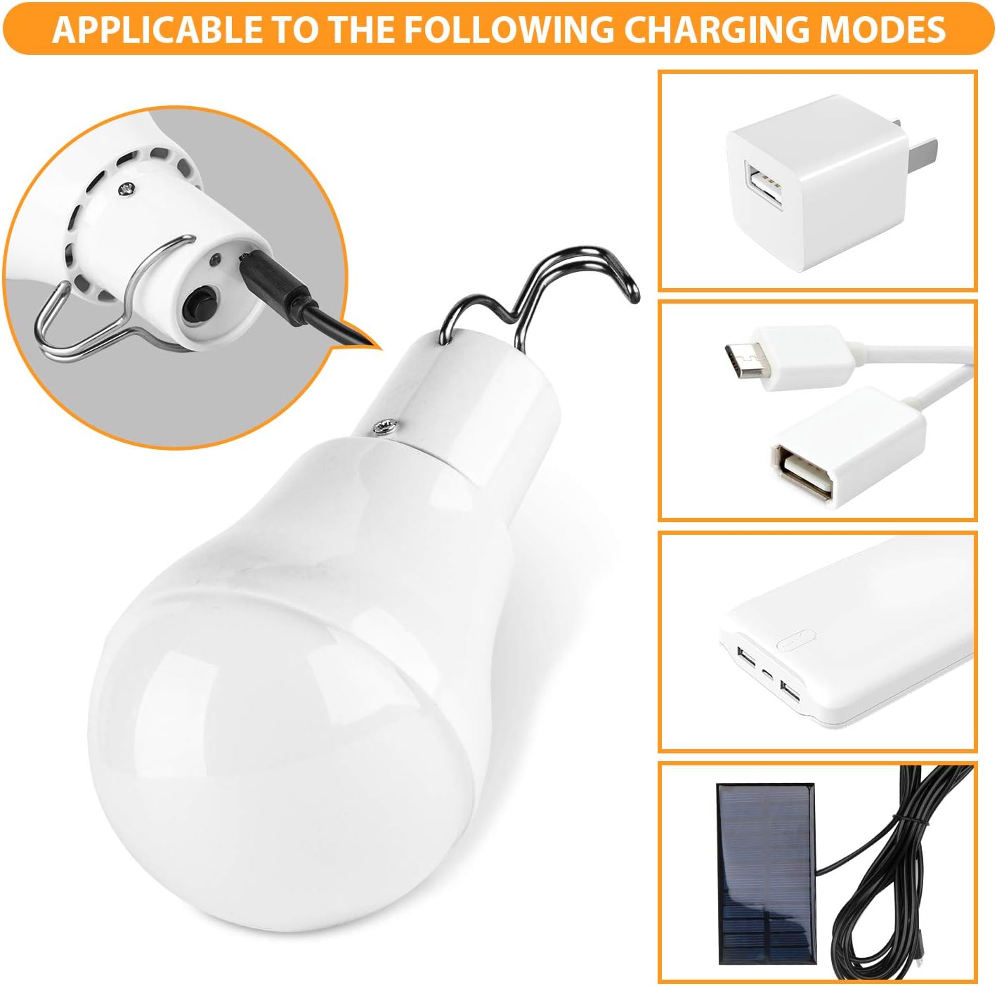 2-Pack Solar Powered Led Bulb,Solar Shed Lights Portable USB Charge with Solar Panel for Indoor Outdoor Hiking Camping Tent Fishing Lighting