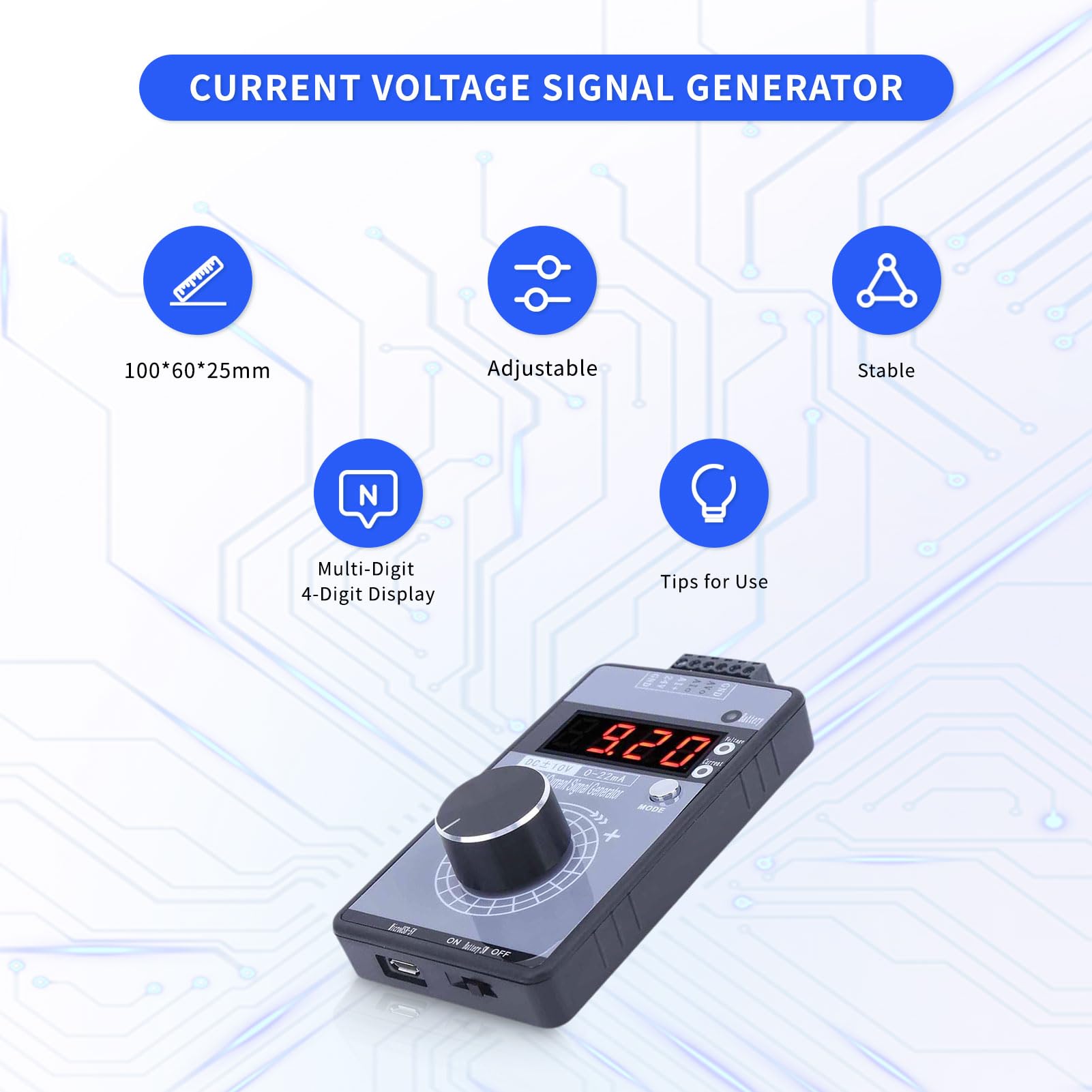 Strom-Spannungs-Signalgenerator, DC 0-10V 0/0-22mA Interface Analog Simulator, 3 Arten von Stromversorgung 4 Digit Display Generator für PLC Panel Debugging