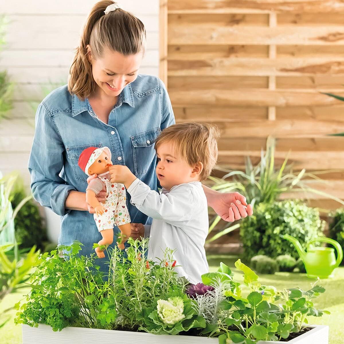 Corolle Bebe Bath Calypso Garden Delights Baby Doll - Includes Play Cup, Soft Body with Sleeping Eyes and Vanilla Fragrance, Removable Clothes, for Children Ages 18 Months and Up