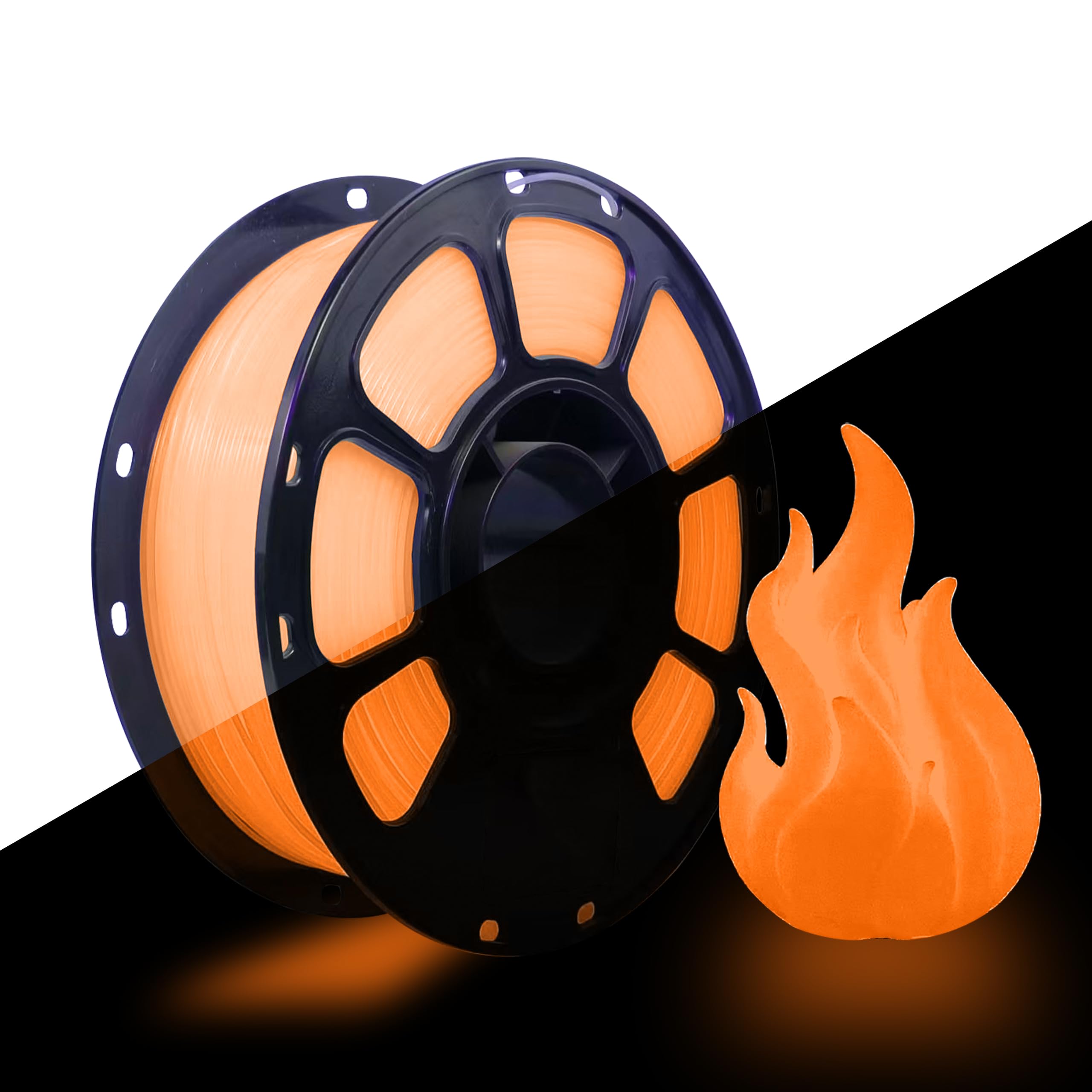 iBOSS 3D PLA Plus Printer Filament, 1.75mm Glow in The Dark Orange PLA+ Filament for 3D Printing, 1kg Spool (2.2lbs), Dimensional Accuracy +/- 0.02 mm, Fit Most FDM 3D Printers, Glow Orange