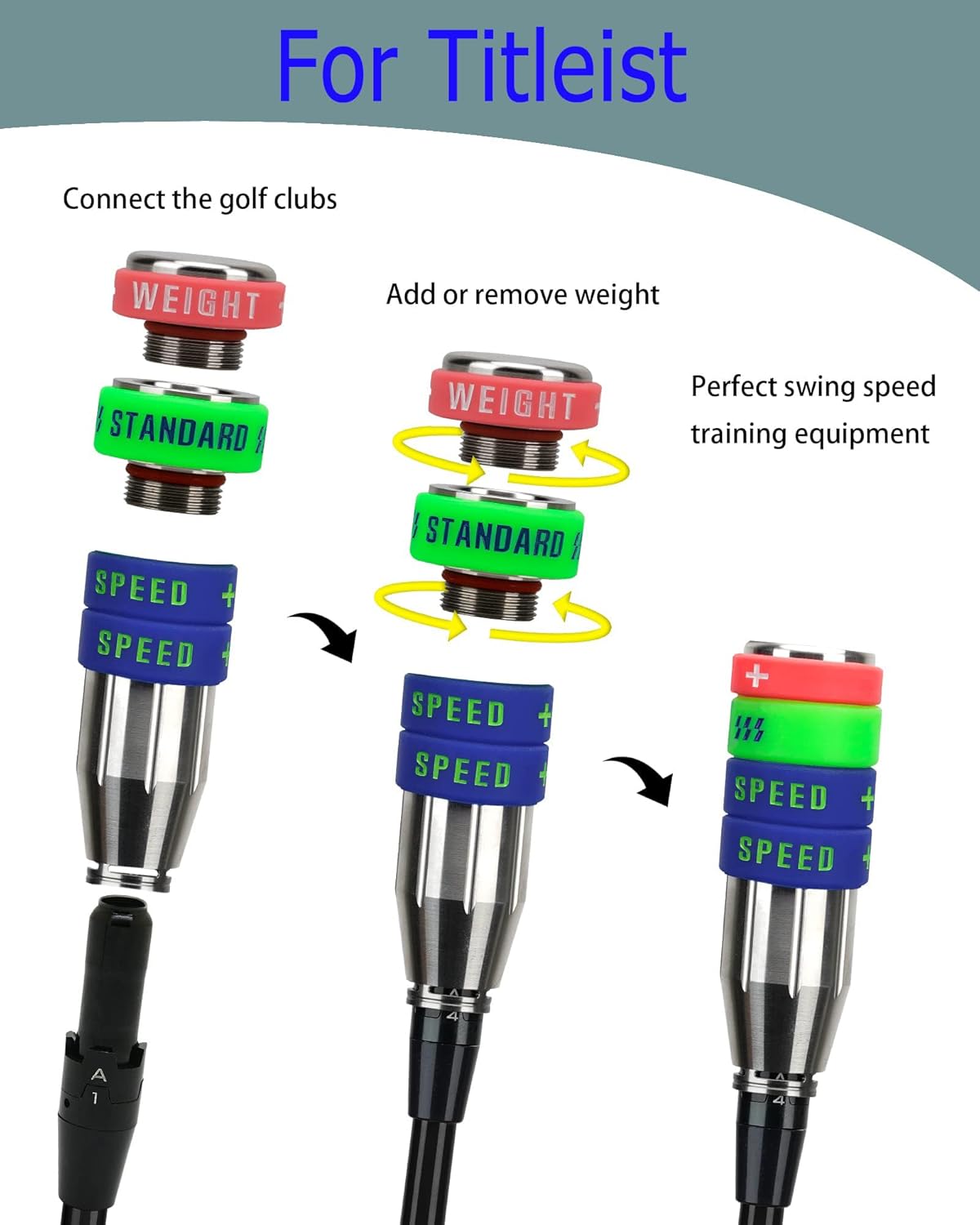 Big Crazy Golf Swing Speed Trainer Adjustable,Training Equipment Three Weight Configuration Options, Golf Tempo Training Aids Connect Your Clubs for Callaway Taylormade Ping Titleist PXG