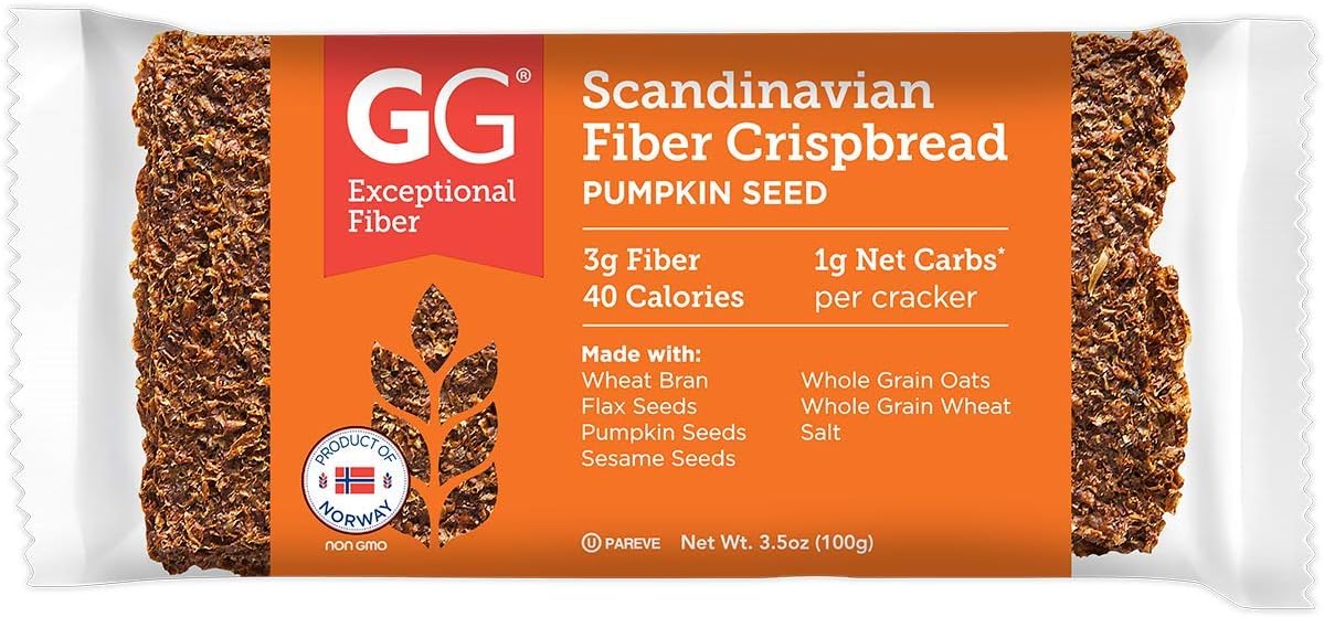 GG Scandinavian Fiber Crispbread, Pumpkin Seed, 3.5 Oz (Pack of 15)