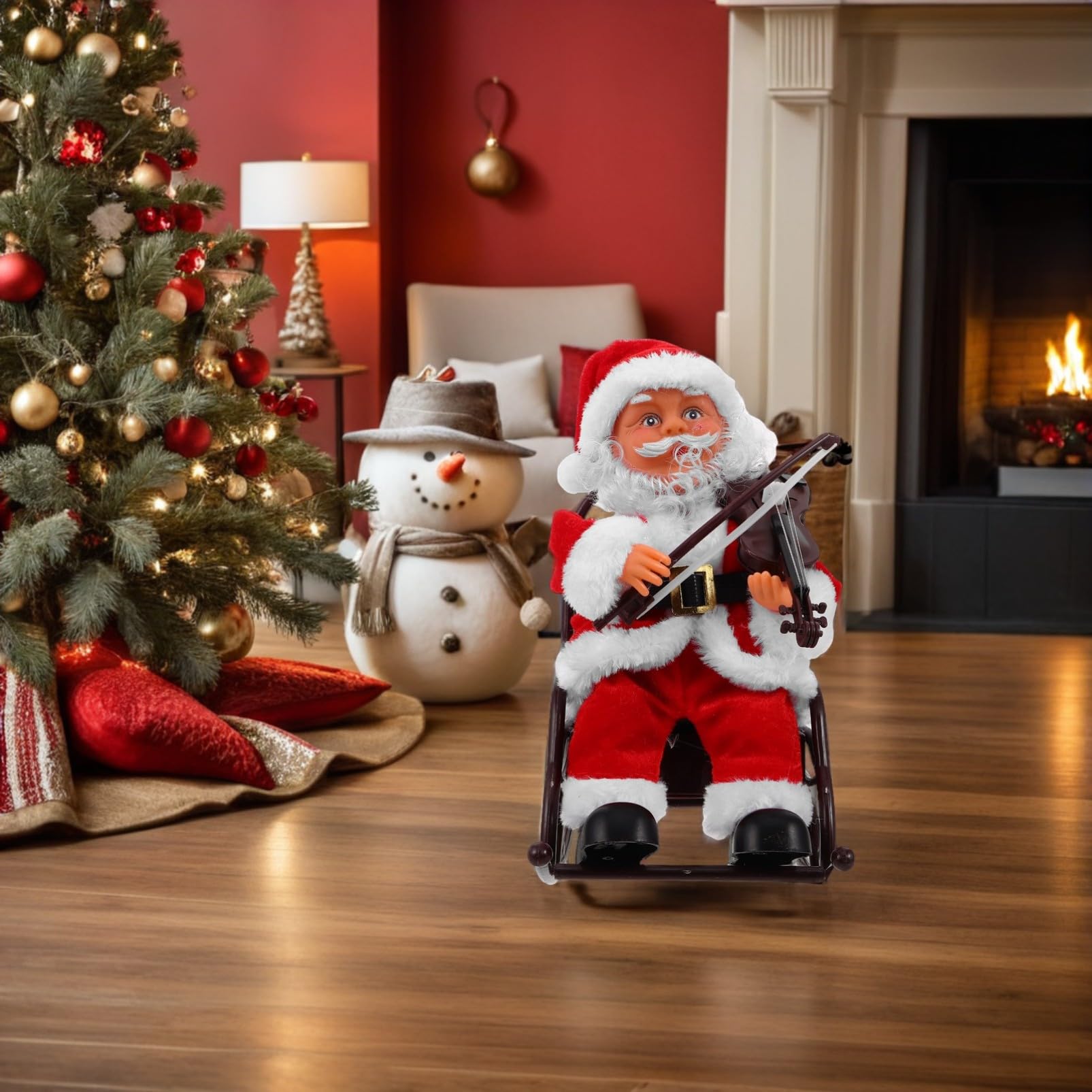 BESPORTBLE Juguete De Papá Noel Musical Eléctrico con Silla De Ruedas para Fiestas De Navidad y Decoración Creativa Obsequio Adultos