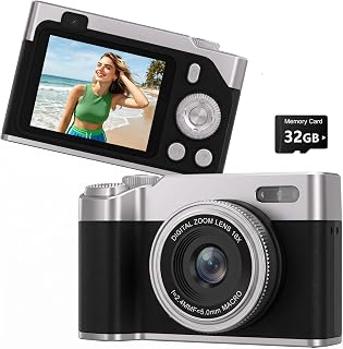 Digital Camera for Kids كاميرا ديجيتال كاميره Vlogging Camera FHD 1080P Digital Point and Shoot Camera with 16X Zoom Anti Shake, Compact Small Camera for Boys Girls Kids,32GB SD Built in Fill Light