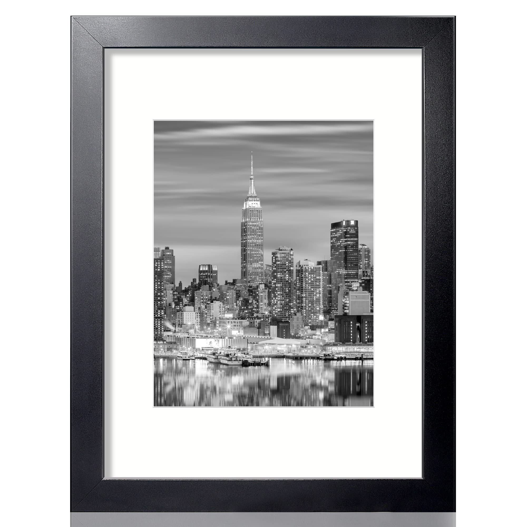 Giverny 14x18 Picture Frames Black 1 Pack, Wood 14x18 Panoramic Picture Frame, Showing 12x16 with Mat or 14x18 without Mat, Simple Classic Style for Decorating Houses, Offices, Hotels