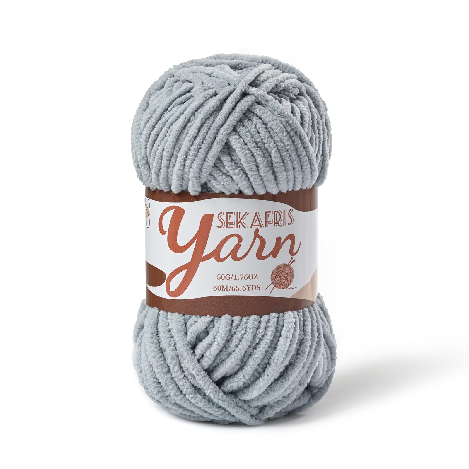 Chenille Yarn for Crocheting Plush Blanket Crochet Yarn Grayish