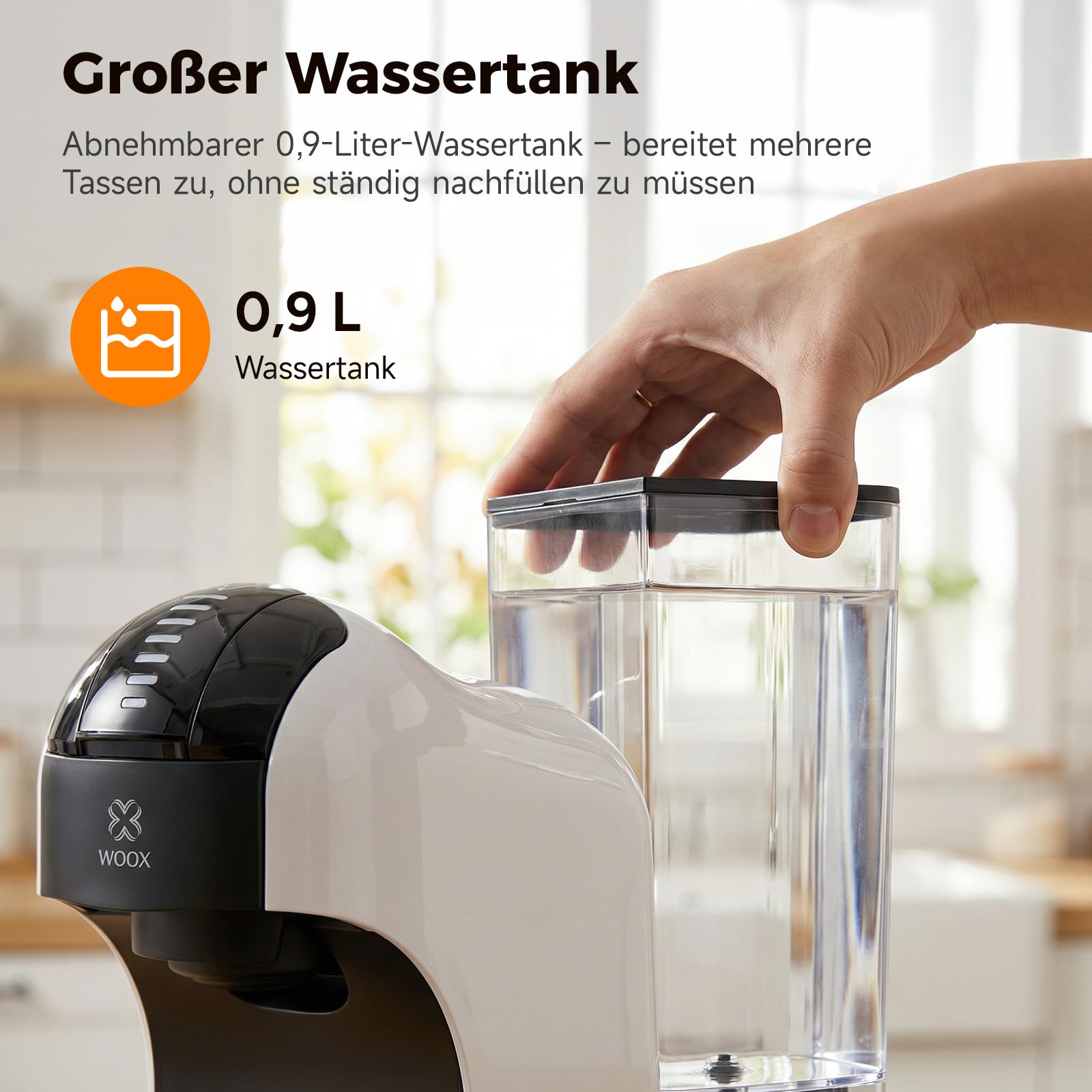 WOOX Kapselmaschine 3-in-1, 20 Bar, 1400W, Kompakte Kaffeemaschine für Nespresso, Dolce Gusto, K-fee und Kaffeepulver, 850ml Wassertank, Abschaltautomatik