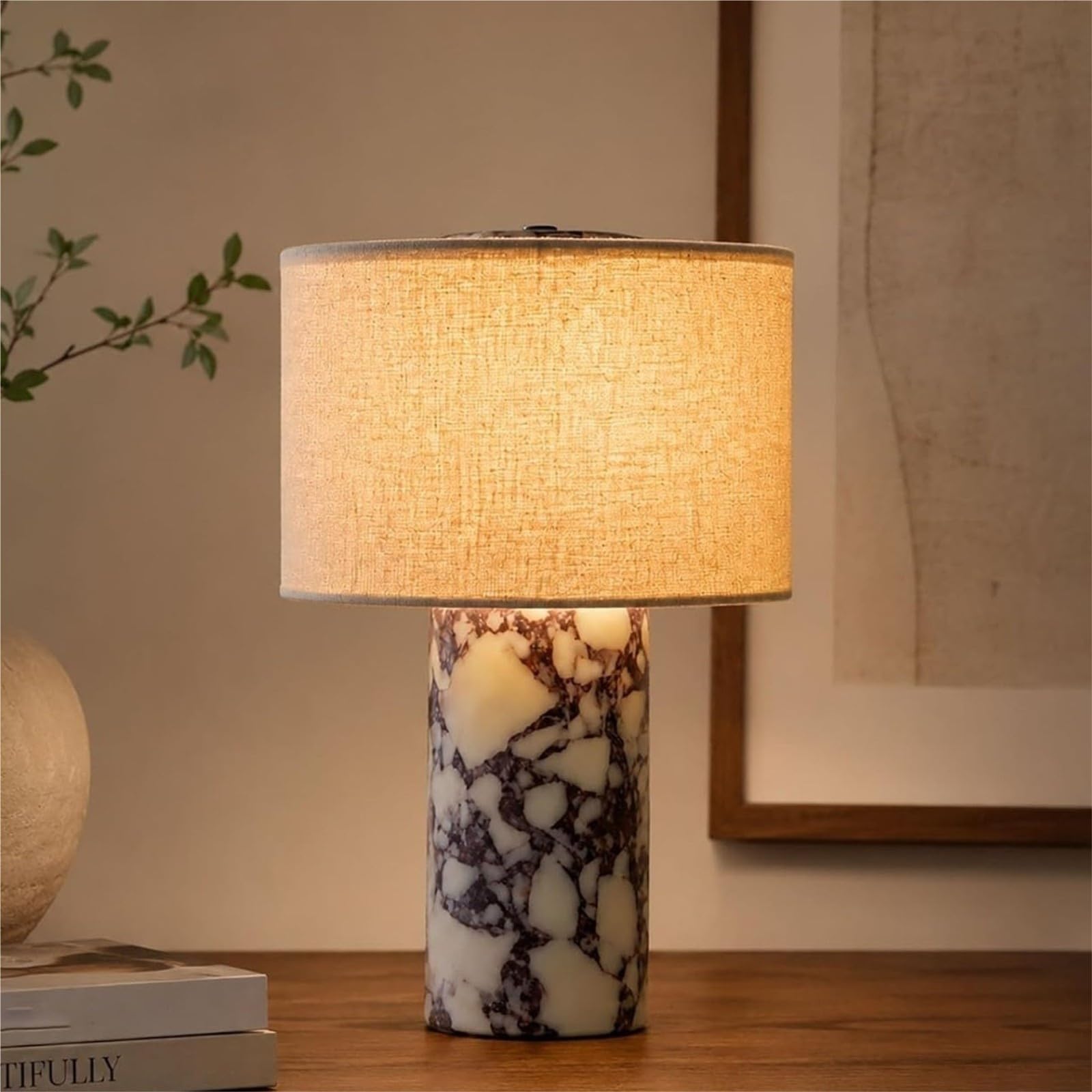 Lampada Tavolo Moderna Con Controllo Touch, Lampada In Marmo, Ricaricabile