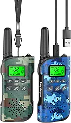 Walkie Talkie crianças recarregável, 48 horas de tempo de trabalho, 3 quilómetros de longo alcance, presentes de aniversário, brinquedos ao ar livre para crianças dos 3 aos 12 anos