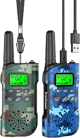 Walkie Talkie crianças recarregável, 48 horas de tempo de trabalho, 3 quilómetros de longo alcance, presentes de aniversário, brinquedos ao ar livre para crianças dos 3 aos 12 anos