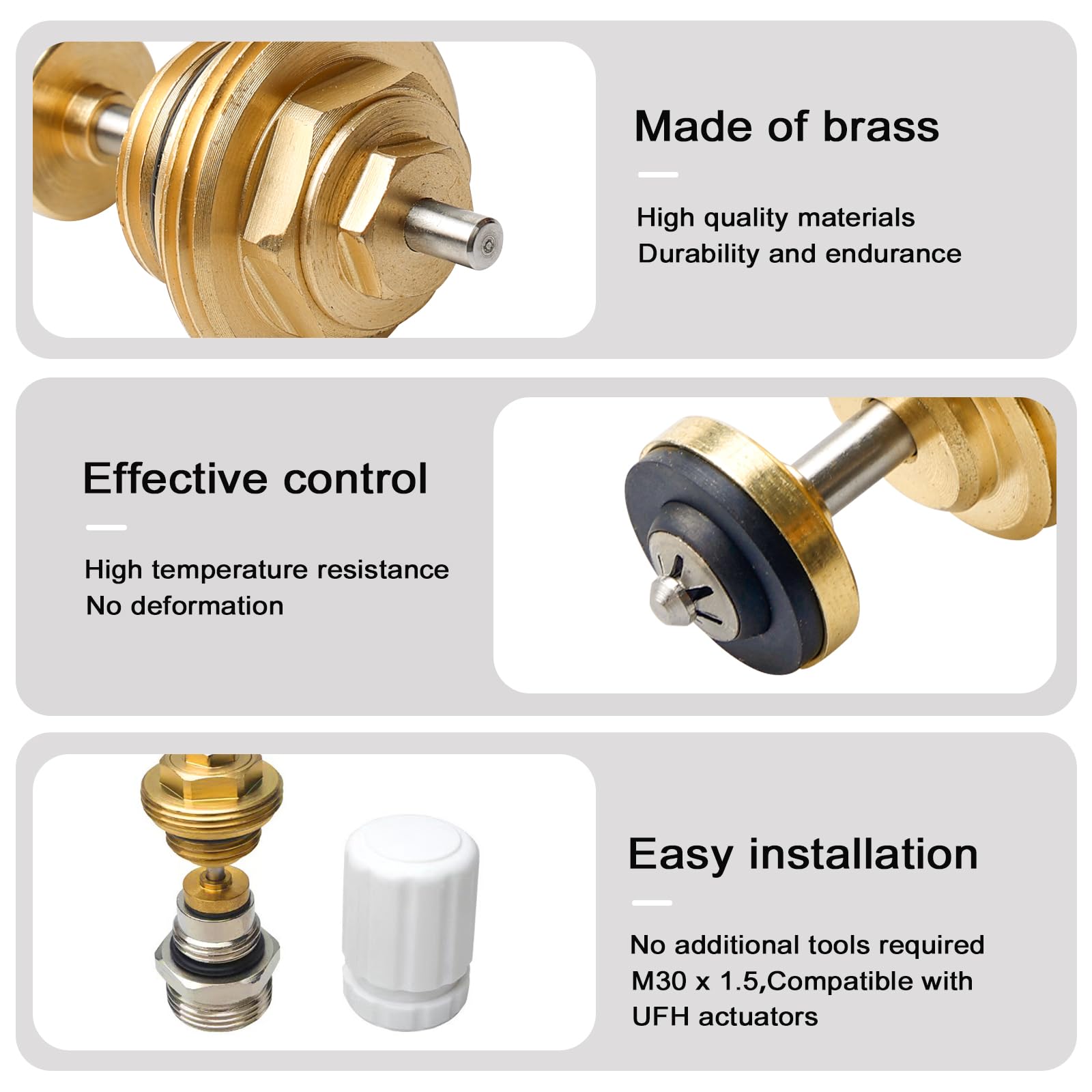 Water Distributeur Valve Core, Return Pin Valve Core, Vloerverwarming Spruitstuk Return Pin Valve Core M30x1.5 voor UFH Actuator