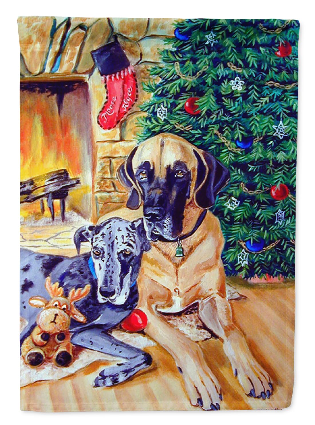 Caroline's Treasures 7111GF Fawn and Blue Great Dane waiting on Christmas Garden Flag Mailbox Flag Decorative Yard Flag Ba...