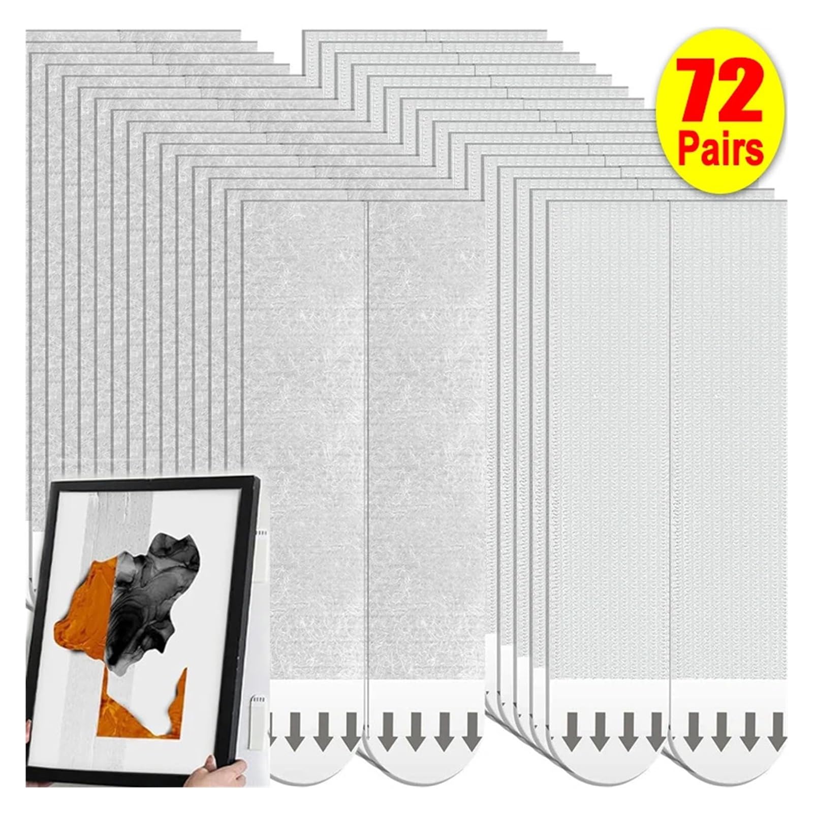 Languettes Accroche Tableaux Bande adhésive Double face, bande murale suspendue sans poinçon, cadre Photo suspendu, bandes autocollantes amovibles(48pairs)