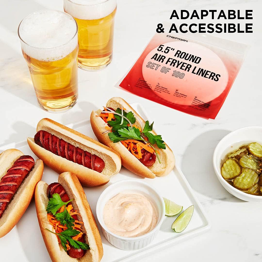 Chefman Disposable Air Fryer Liners, Heat-Resistant Parchment Paper For Baskets, 100 Pack, 5.5” Round : Everything Else