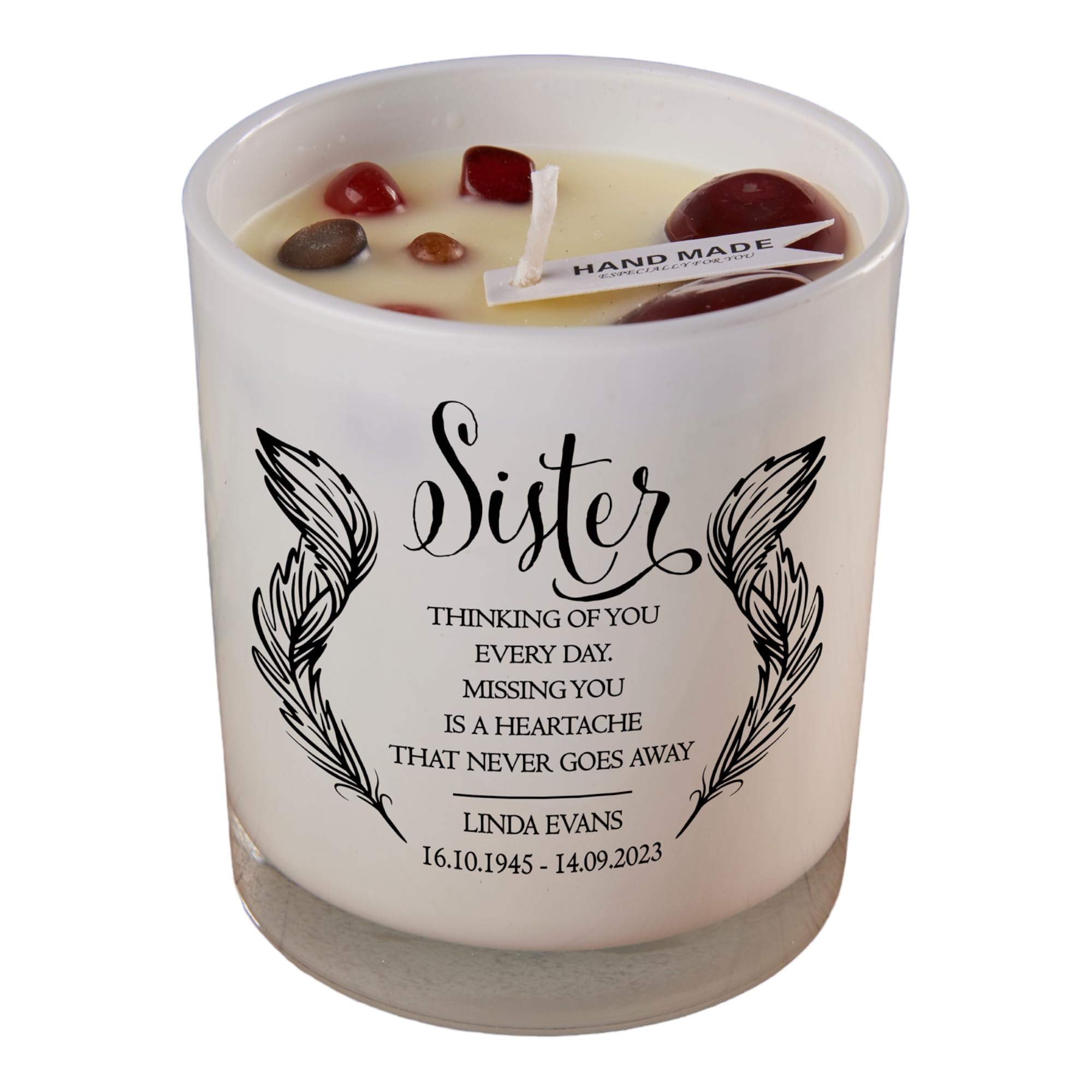Beautiful Embellished Sister Memorial Remembrance Personalised Candle Gift (Paris Garden)