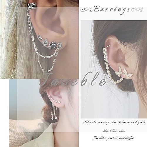 Miniatura 7 de Aretes bohemios con diamantes de imitación, aretes de borla de cristal, aretes colgantes de estrella dorada, aretes de gota de borla dorada, joyería