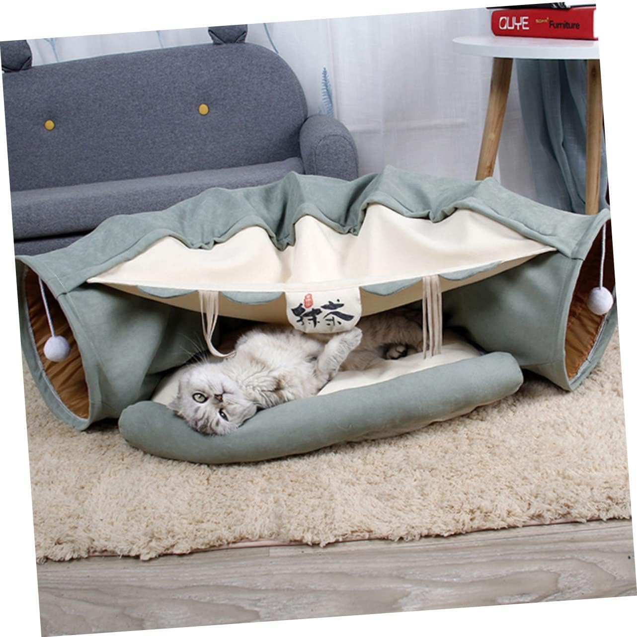 Rolling Nest Tubes for Cats Interactive Pet Tunnel Toys Crinkle for Rabbits Puppies and Kittens (Tawny)