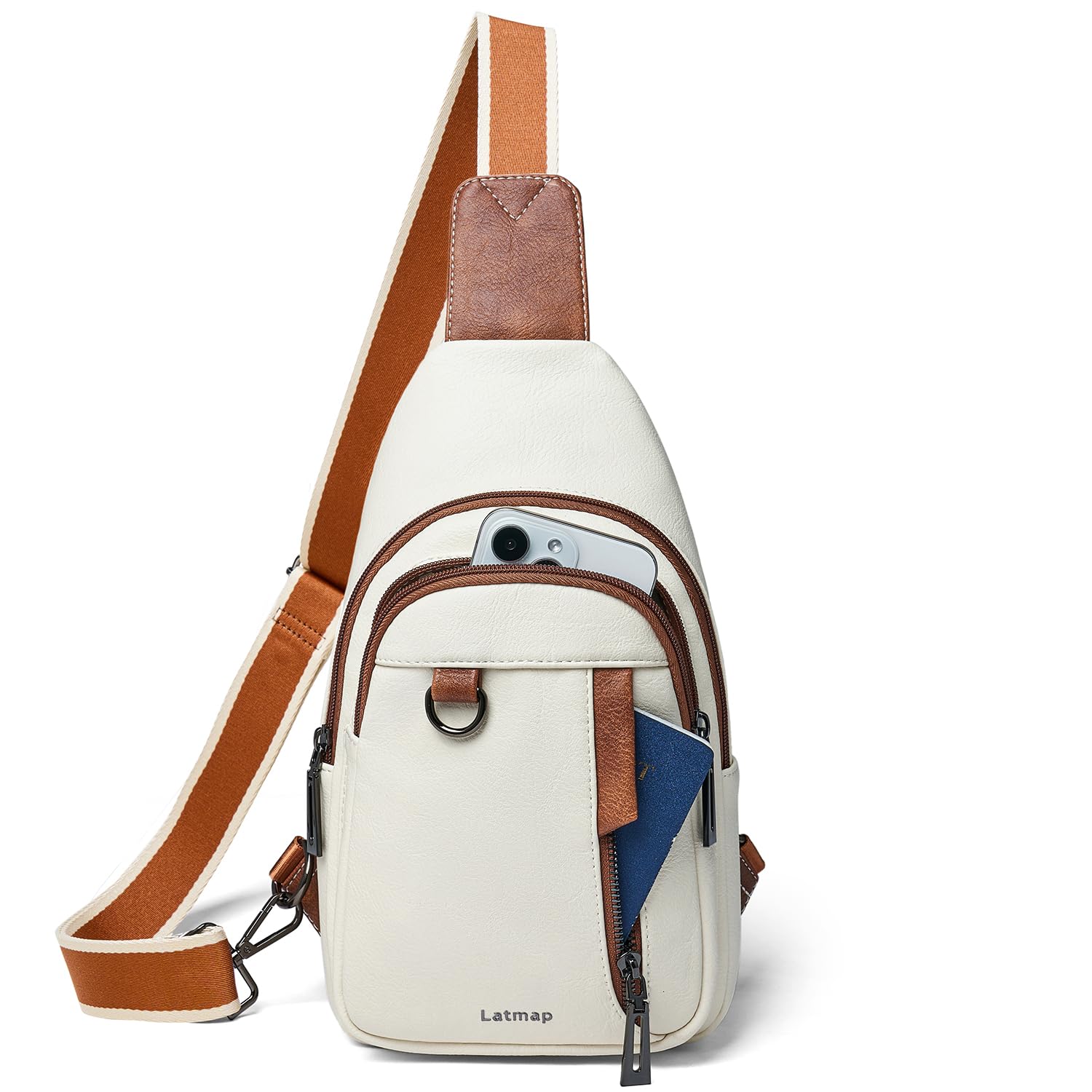 LATMAP Cross Body Bag Women 7L,Sling Bag Women Small Handbags PU Leather Anti Theft Belt Bag with Adjustable Strap Chest Bag Purse Shoulder bags for Travel Hiking Beige