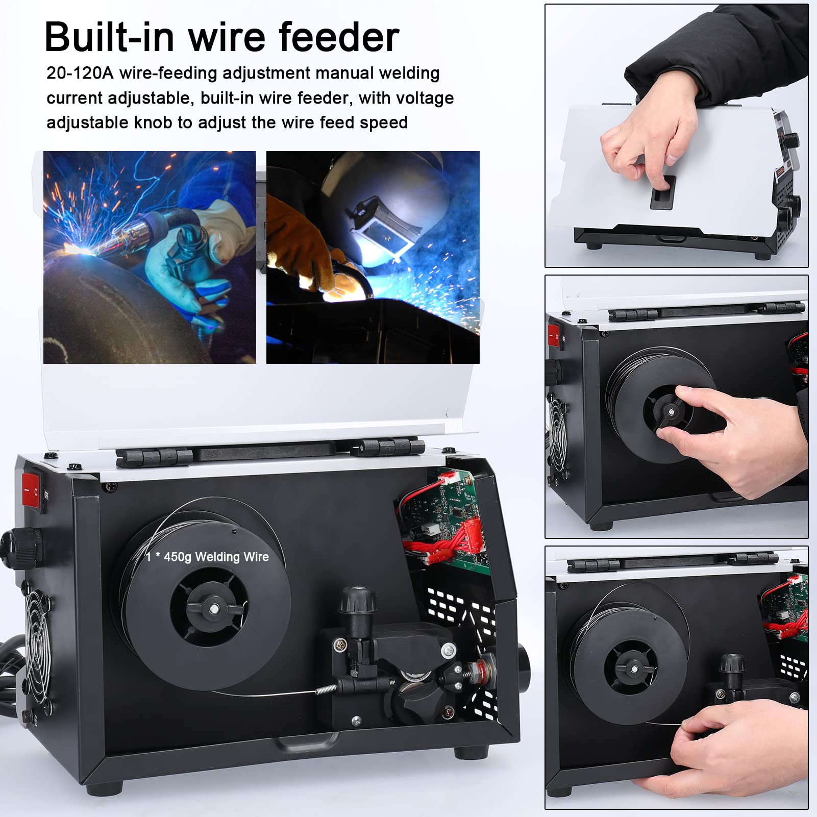 Saldatrice 2 in 1, saldatrice a filo continuo, saldatura a CO2 e saldatura manuale Saldatrice DC IGBT multifunzione con inverter Meccanismo di alimentazione del filo integrato