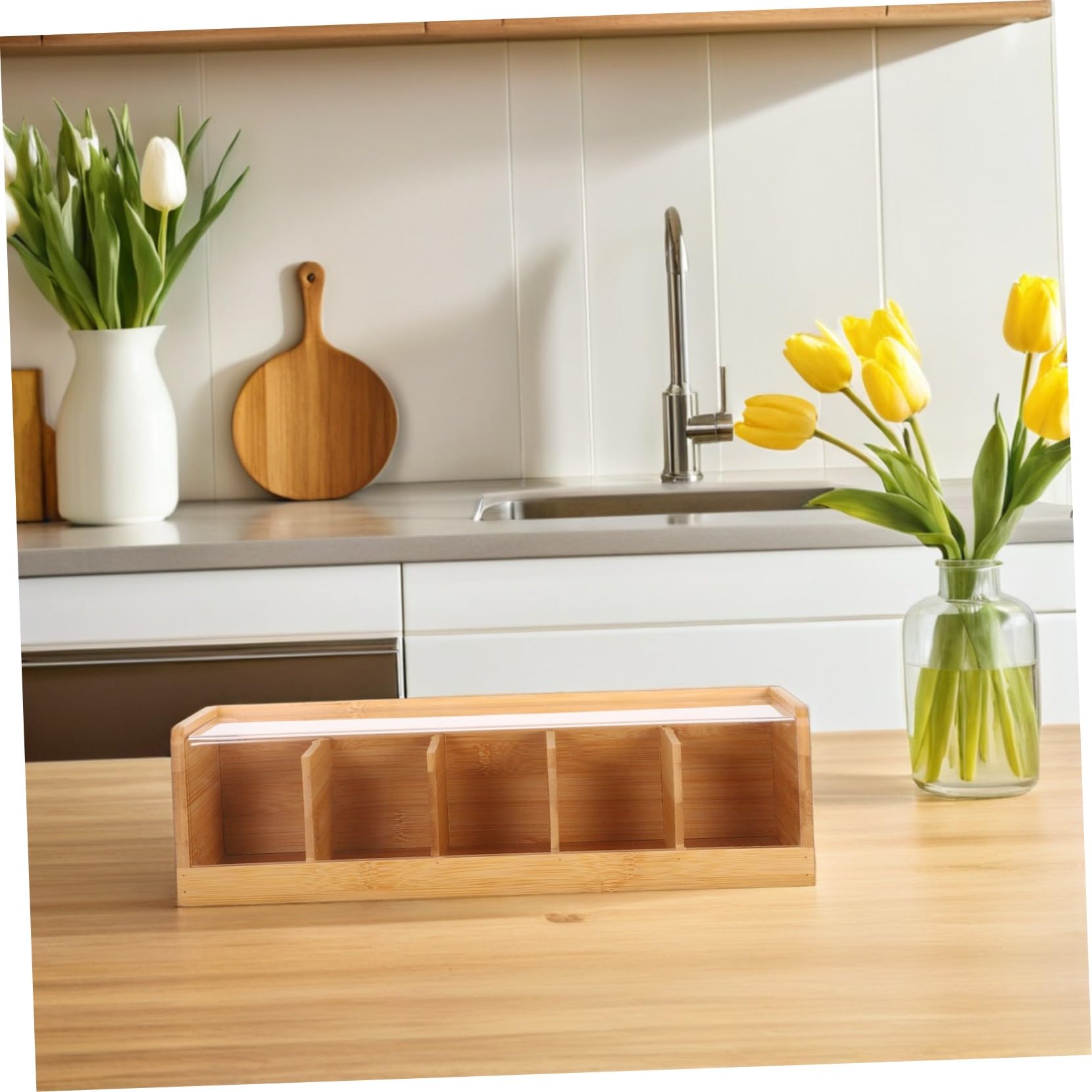 Tea Organizer Box Fächer mit Deckel Luftdicht Versiegelt zur Frischebewahrung Transparenter Staubschutz Stilvolles Design für Küche und Wohnzimmer Vielseitiger