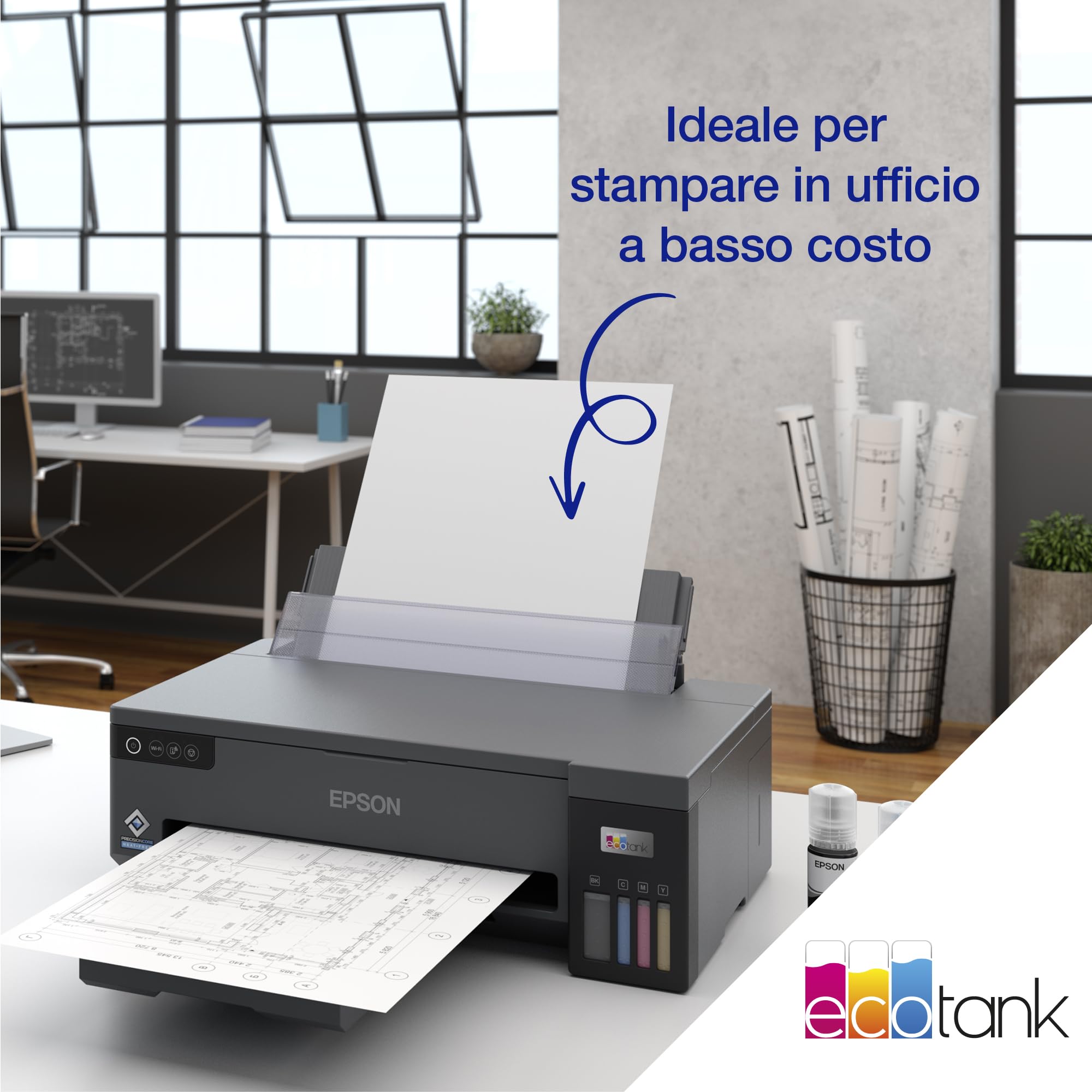 Epson EcoTank ET-14100 Stampante con Serbatoi D’inchiostro | Casa e Piccolo Ufficio | Con Inchiostro Nero Aggiuntivo | Wi-Fi | A3+ | Stampa | 3 Anni D'Inchiostro Inclusi