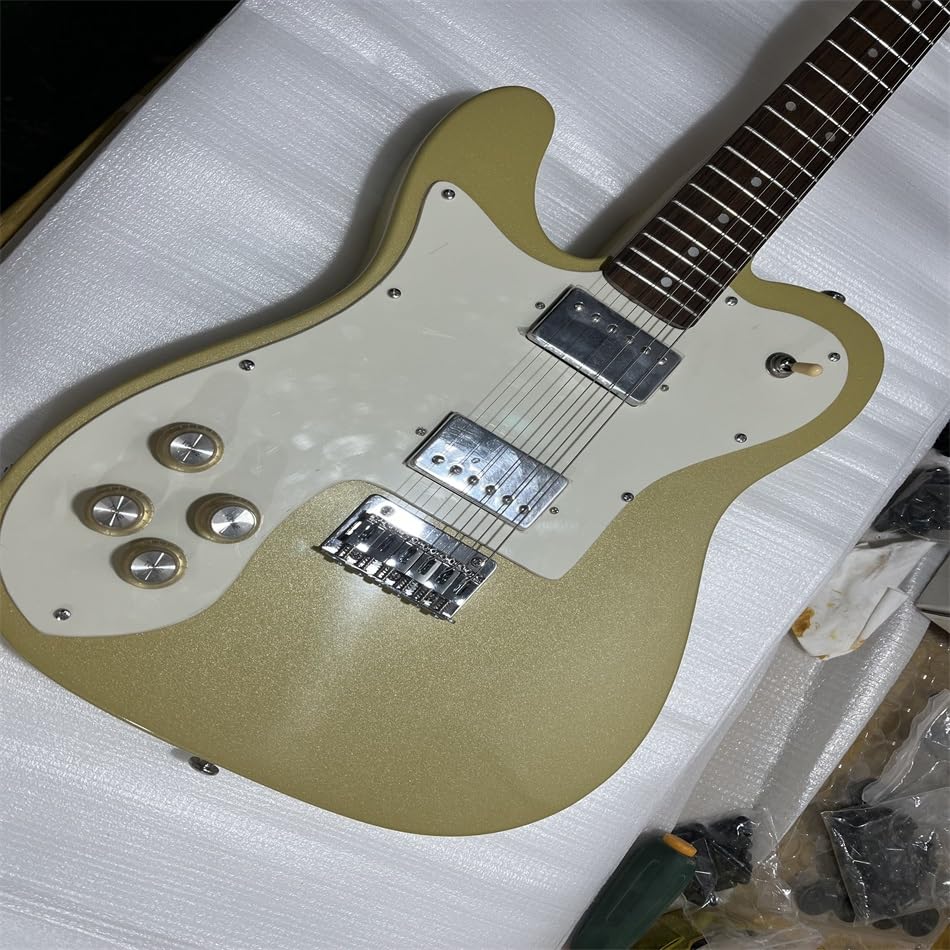 Guitare électrique gaucher en acajou jaune brillant avec une touche élégante en bois de rose