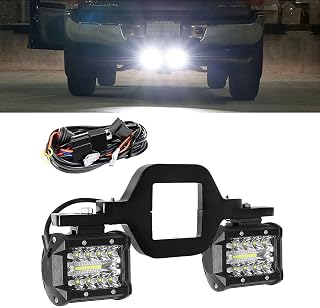 RYANSTAR RACING RYANSTAR RACING LED Work Light with Harness 2 PCS 4 Inch 60W Led Pods 2.5 Inch Compatible with Pickup ATV SUV Truck Trailer Boat Tow Hitch Mounting Brackets Backup Reverse Lights