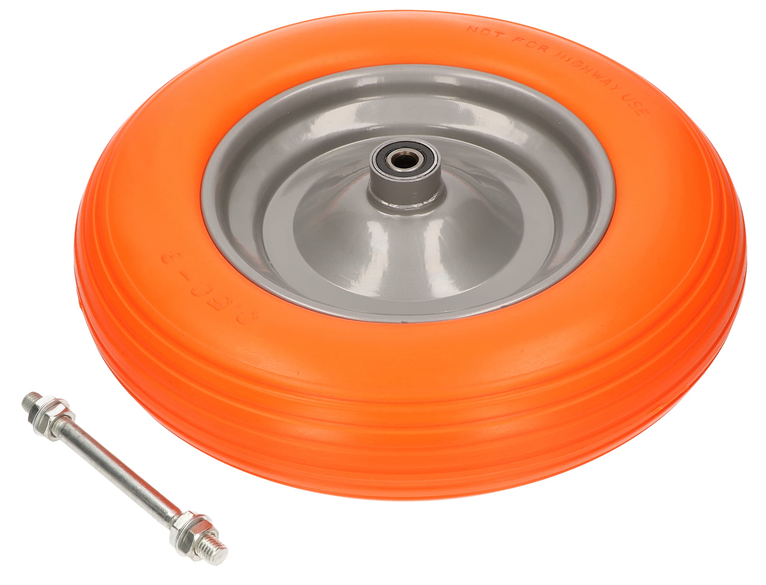 KOTARBAU® Rueda de carretilla impinchable 3.25-8, Ø36 mm, 170 kg, Rueda impinchable de poliuretano reforzado, Neumático liso antipinchazos, Rueda sin cámara de aire, Rueda de repuesto con llanta y eje