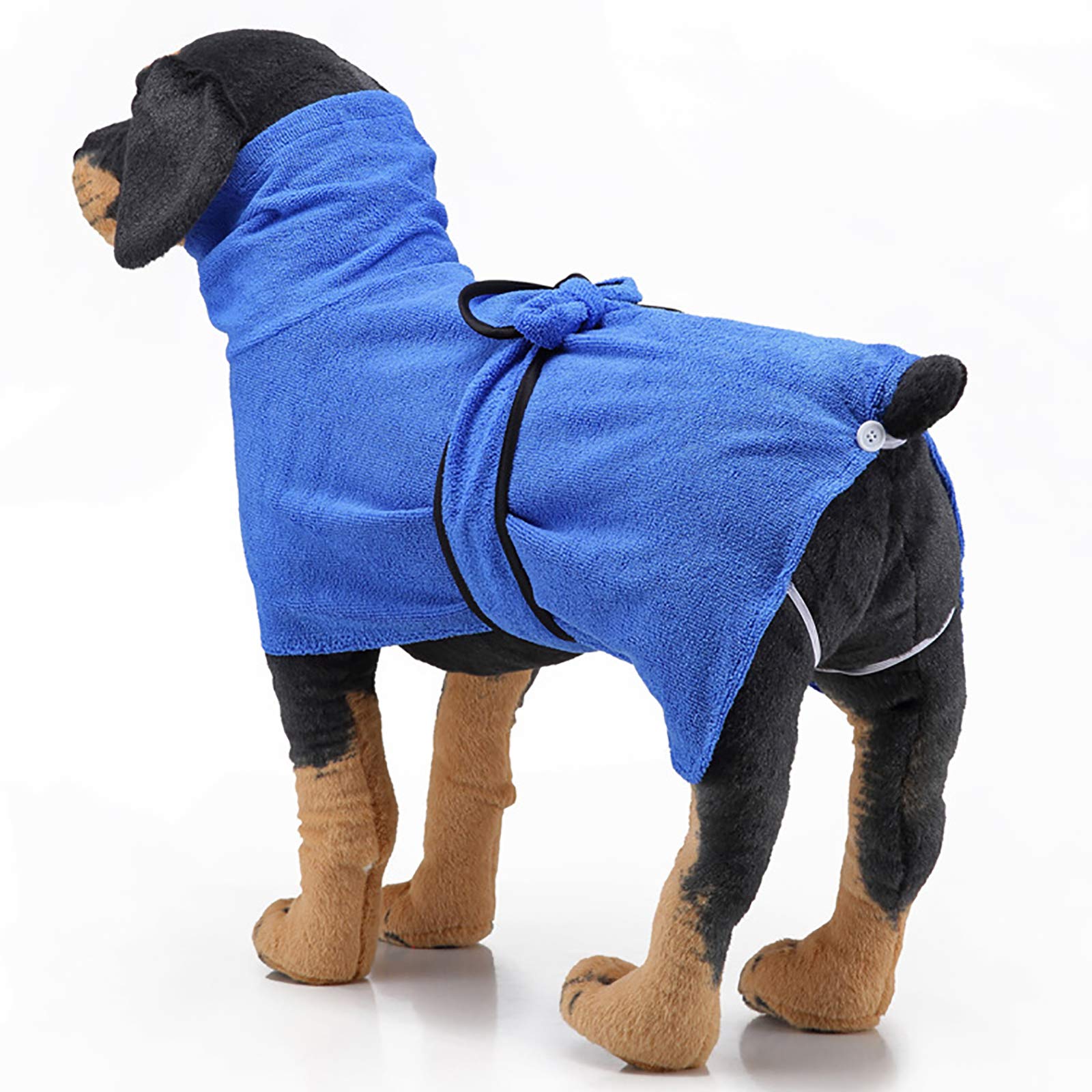 Manteaux De Séchage pour Chiens,Sac De Peignoir pour Chien Serviettes Chiot en Microfibre Réglable Serviette De Peignoir pour Chien De Compagnie Super Absorbante,Bleu,S