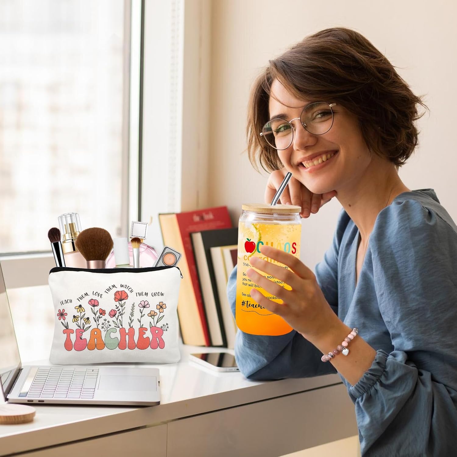 Teacher Appreciation Gifts for Women, Gifts for Teacher, Best Gift for Teachers, Chaos Coordinator Thank You Women Teachers w 16oz Glass Cup - Image 4