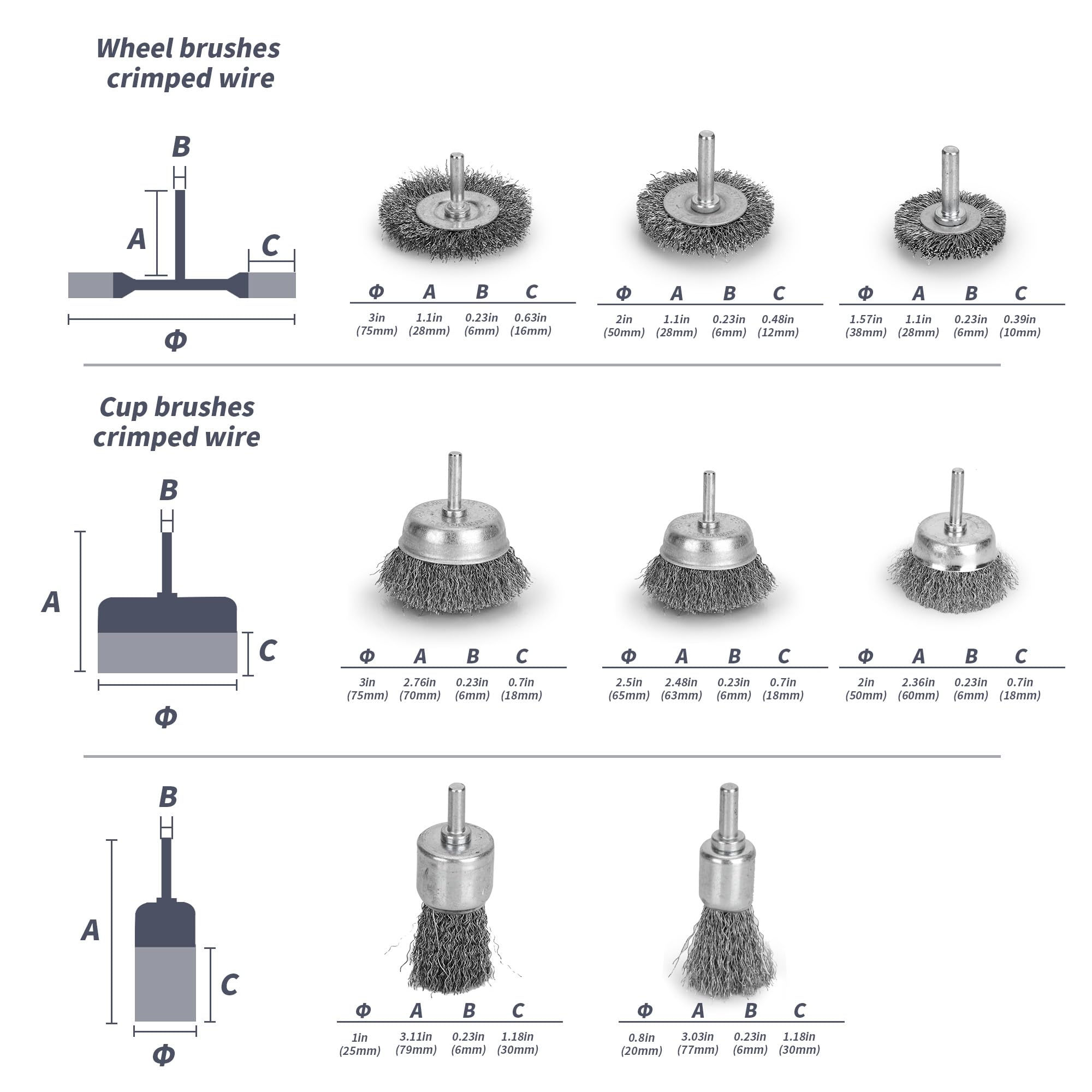 Confezione da 40 dischi metallici per trapano, spazzola in filo di acciaio al carbonio con gambo esagonale da 1/4", spazzola per ruote resistenti, spazzola a tazza, set di pennelli per