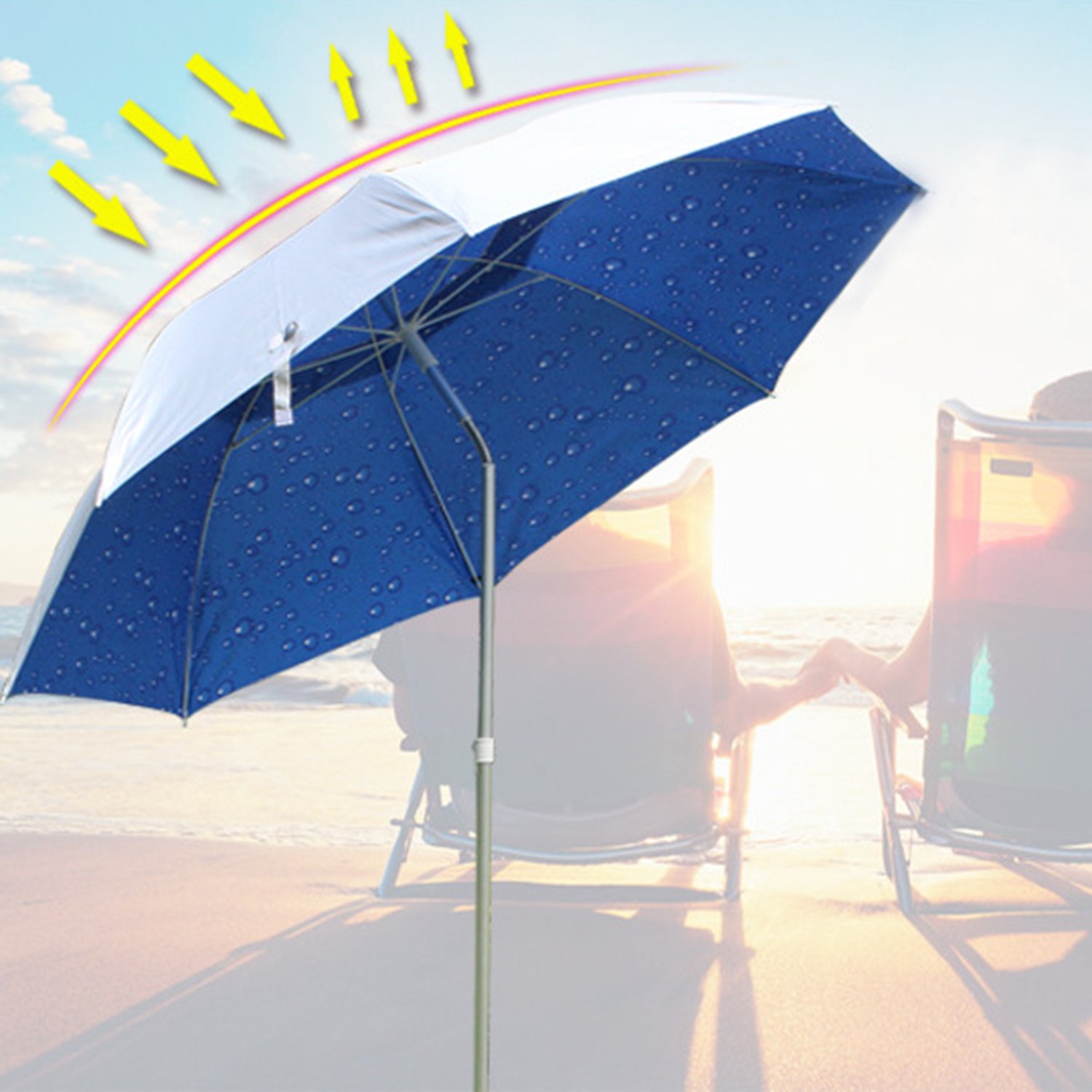 Dayiss® Parasol wędkarski, 2,0 m, super lekki aluminiowy stelaż – składany w różnych pozycjach, parasol wędkarski