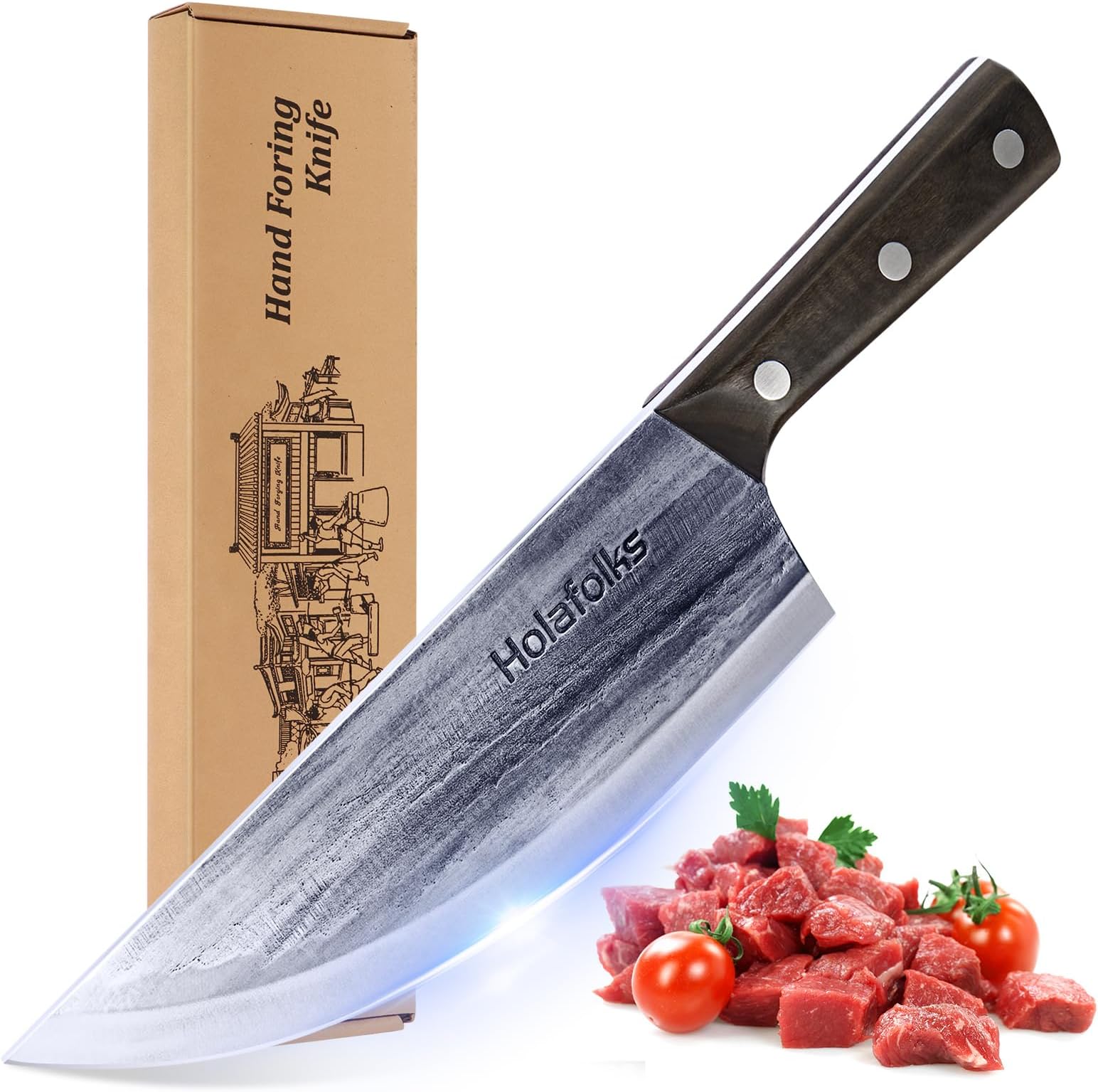 HolaFolks Chef Knife - Multi-Functional Cooking Knife. Suitable for Home Kitchen, Restaurant Cooking, Camping Picnic, Gift Knife. Balance & Control.