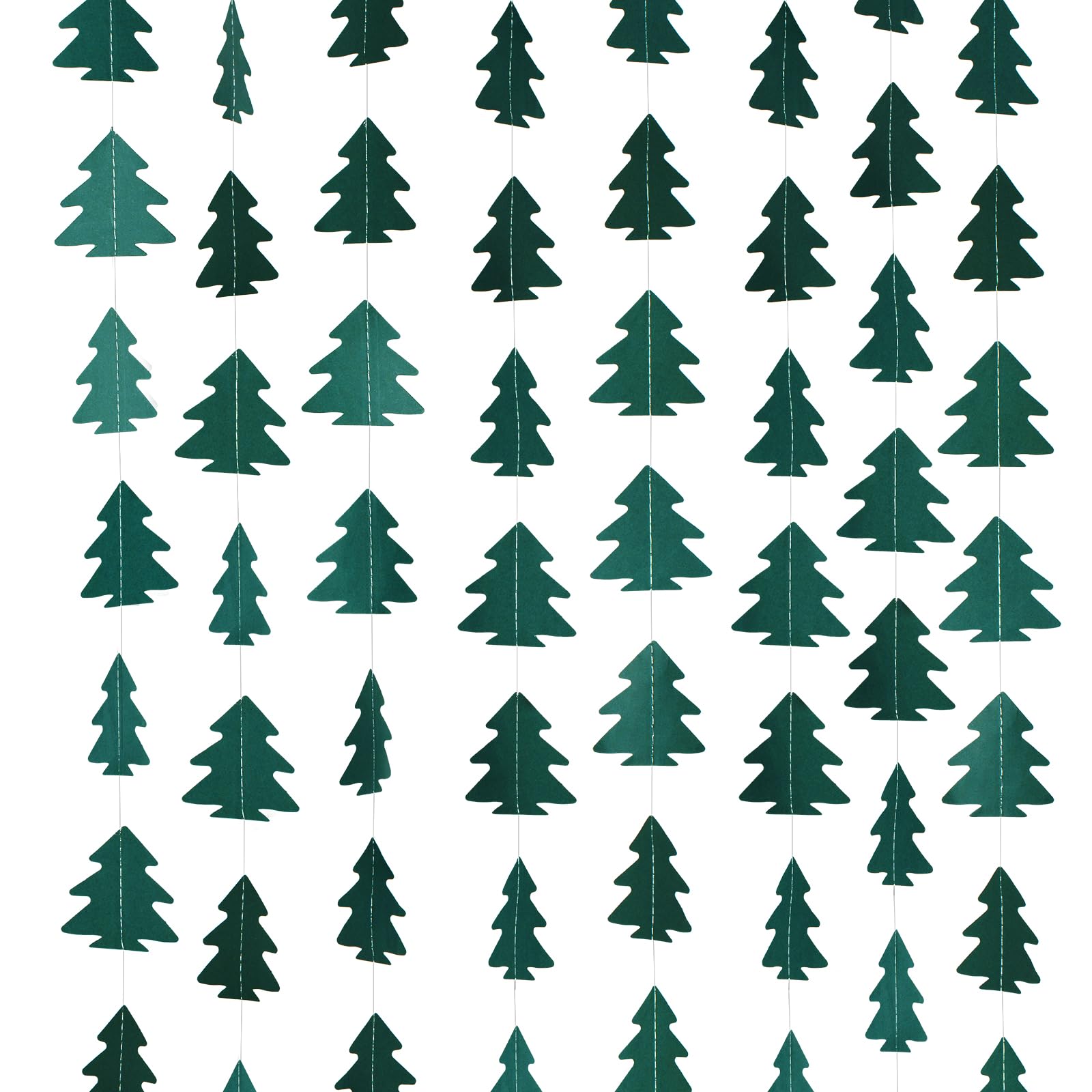 jijAcraft Christmas Tree Paper Garland: 3PCS Green Tree Hanging Paper Streamer, 13.5M Hanging Bunting Decorations for Christmas Party Supplies