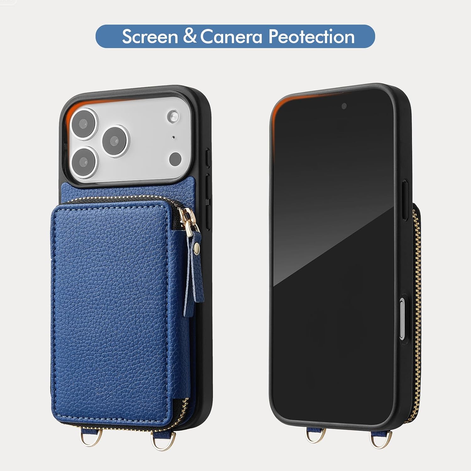 ZVE for iPhone 17 Pro Max Case Wallet, RFID Blocking Crossbody Leather Cover with Card Holder for 6.9" Blue - Image 8