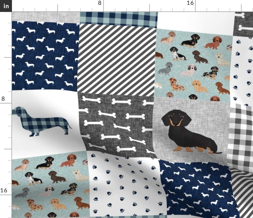 Spoonflower Fabric - Dachshund Pet Quilt Dog Breed Silhouette Cheater Multi Dogs Wholecloth Printed on Petal Signature Cotton Fabric by The Yard - Sewing Quilting Apparel Crafts Decor