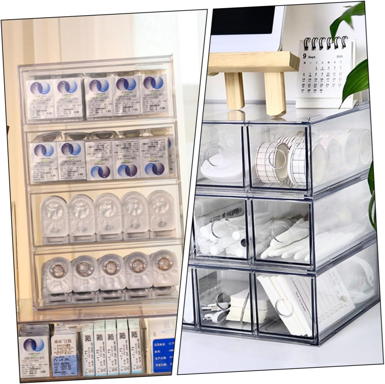 BESTYASH Clear Acrylic Makeup Storage Organizer Box Compartment Design for Cosmetics Jewelry and Stationery Elegant Display Case for Vanity and Dressing Table