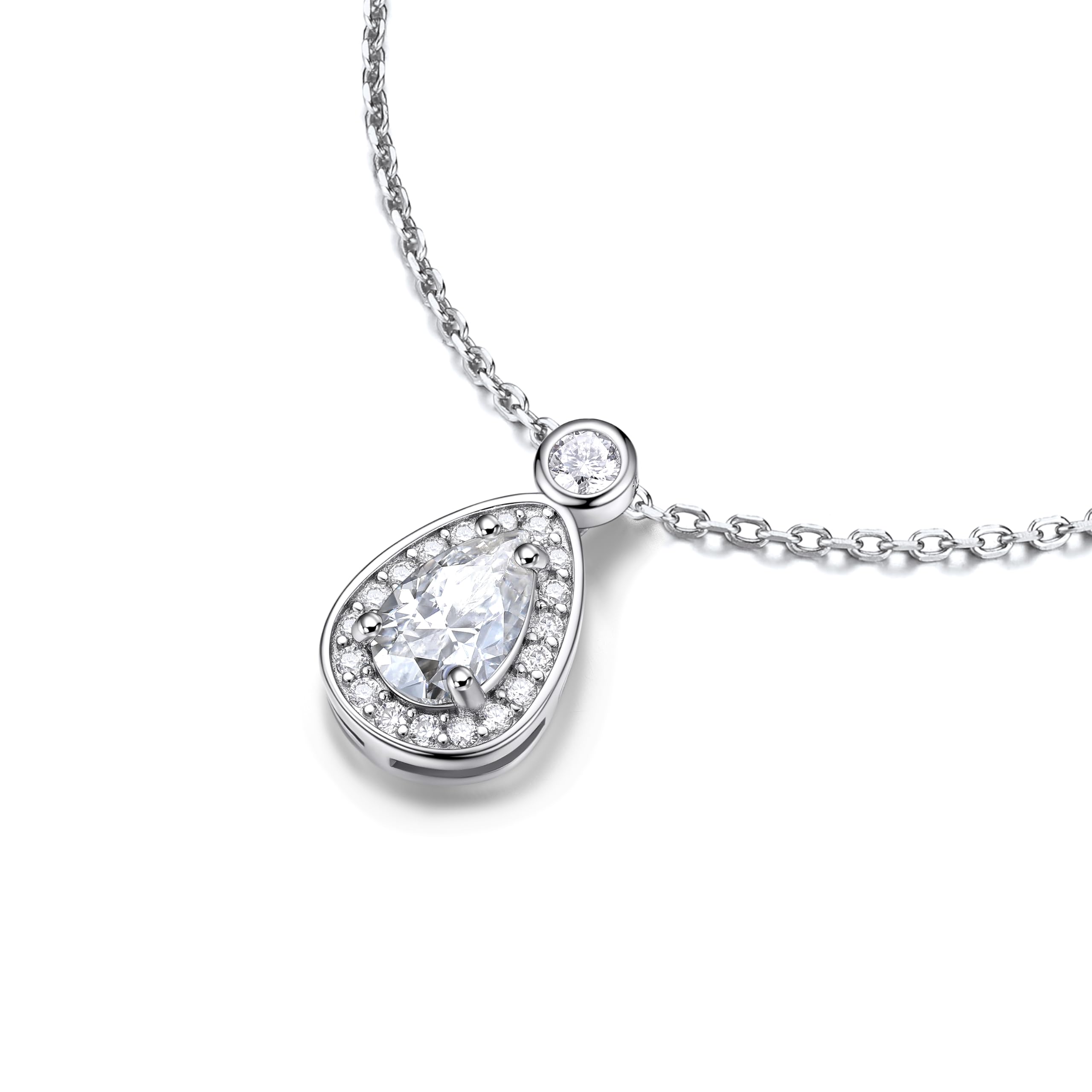 MomentWish Collana Punto Luce Donna, 1 Carato Moissanite Collana Donna Regalo Festa della Mamma Argento 925 Halo Pendente Regalo Compleanno Fidanzata