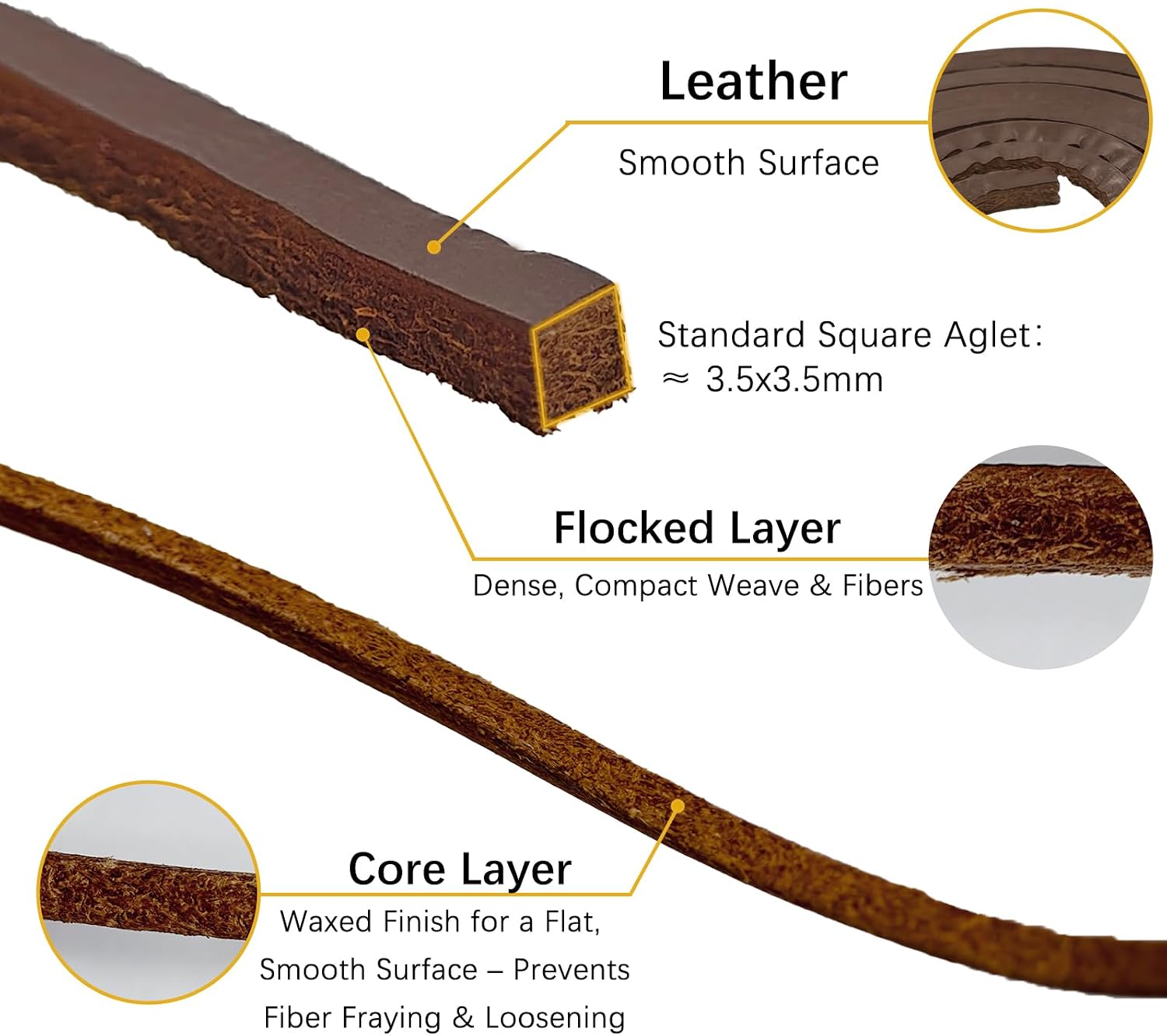 Leather Laces Kit for Sperry Boat Shoes, Premium Full‑Grain Rawhide Shoelaces Replacement for Moccasins & Loafers