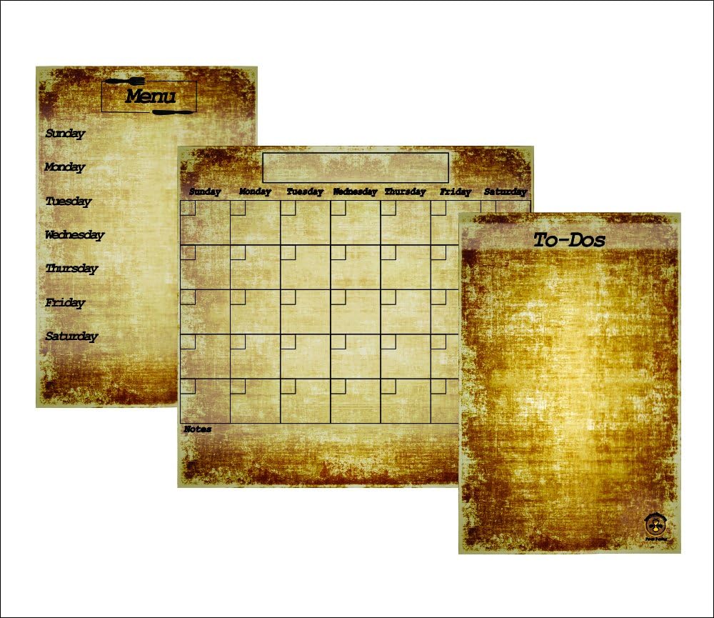 Dry Erase Magnetic Refrigerator Office Dorm Calendar To-Dos and Menu Sheet Bronze Set busybeetime with Larger Day Boxes